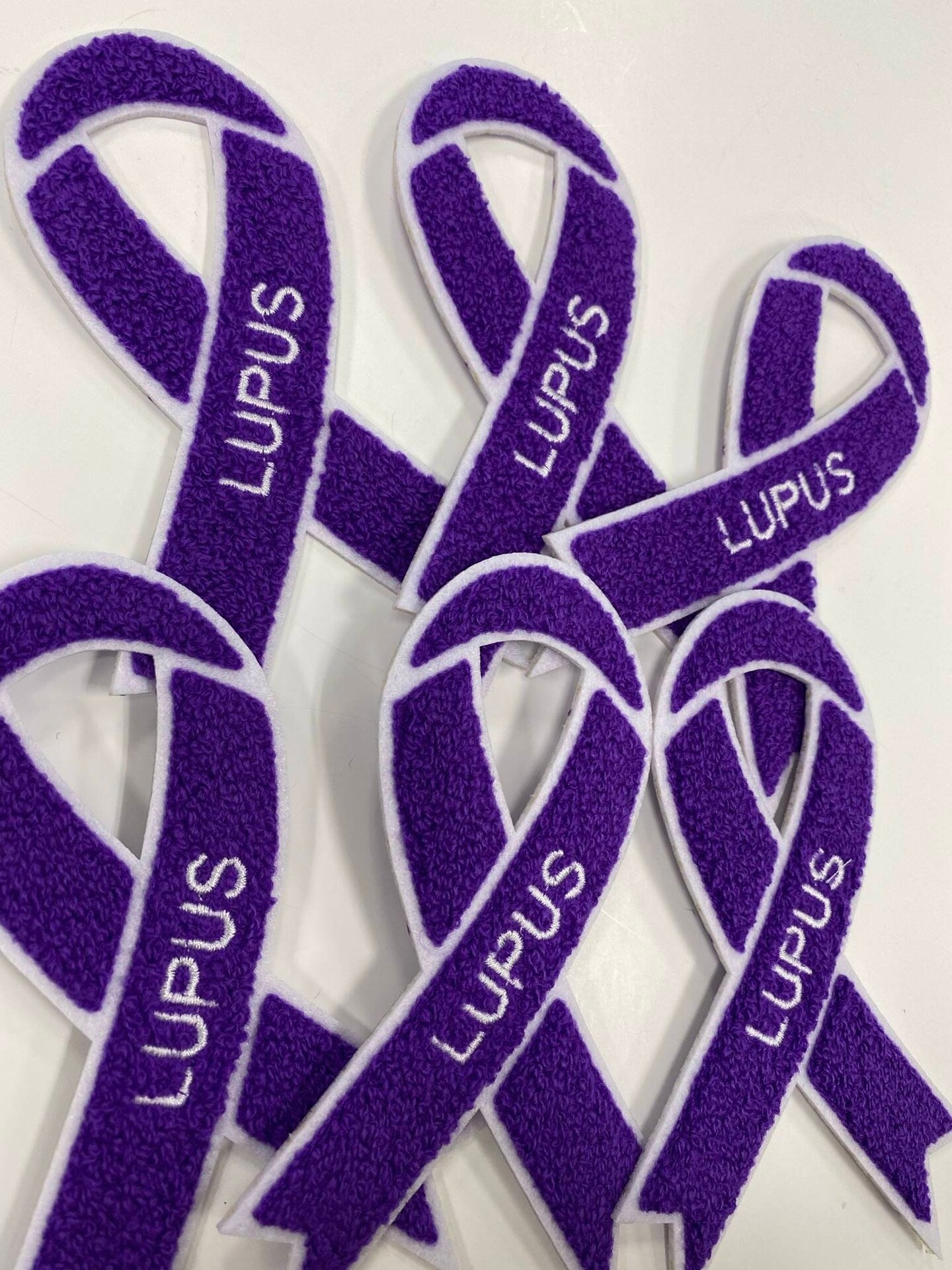Lupus "Purple Chenille" Awareness Ribbon Patch, Iron or Sew-on, Support Ribbon, 5.5" inches