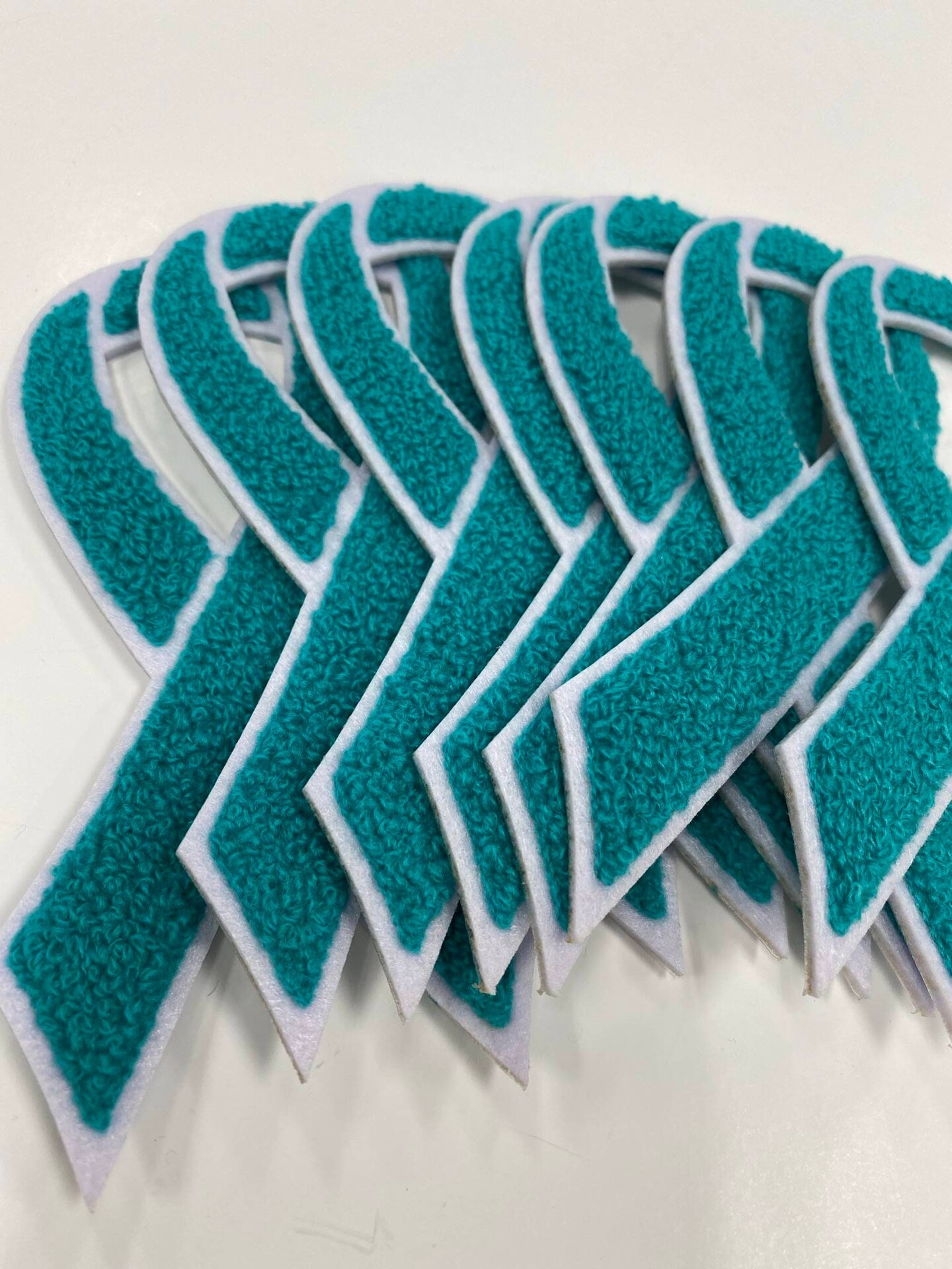 Cervical & Ovarian Cancer "Teal Chenille" Awareness Ribbon Patch, Iron or Sew-on, size 5.5" inches