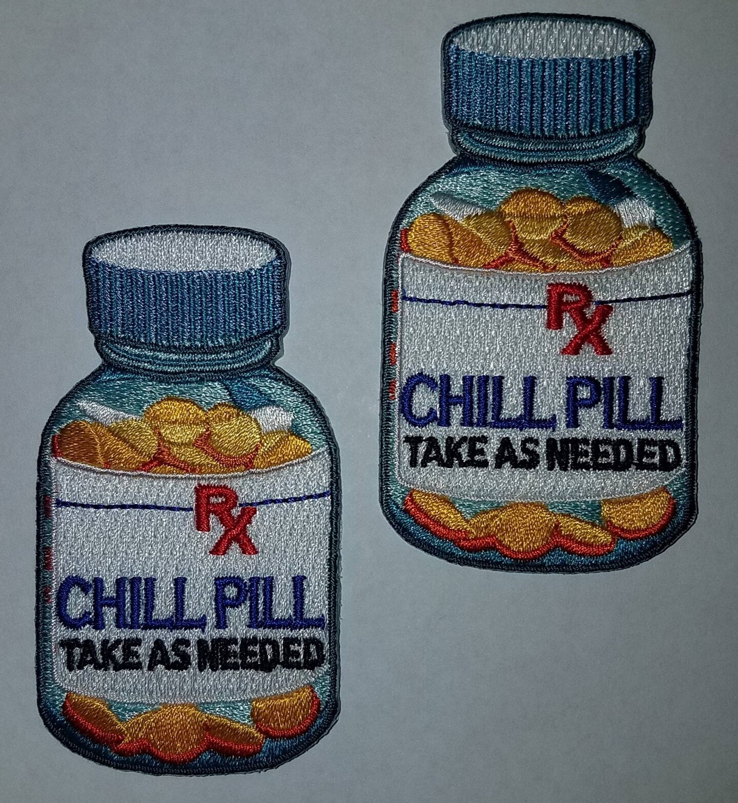 &#x22;Chill Pill&#x22; Embroidered Patch, Fun Appliques, Iron or Sew On Patches, 1 pc