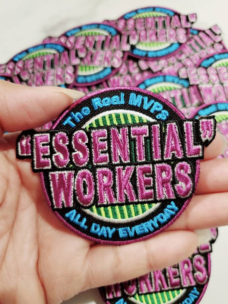 &#x22;Essential Workers, The Real MVP,&#x22; Essential Patch, Patches for Masks, Iron-on Embroidered, Size 2.75&#x22; inches