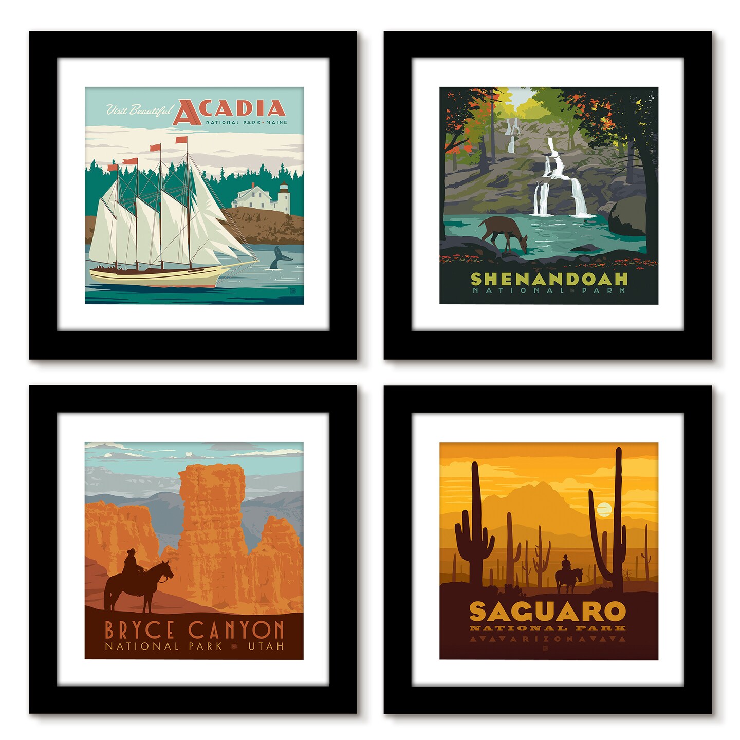US National Parks 4 Piece Gallery Framed Print Art Set Michaels