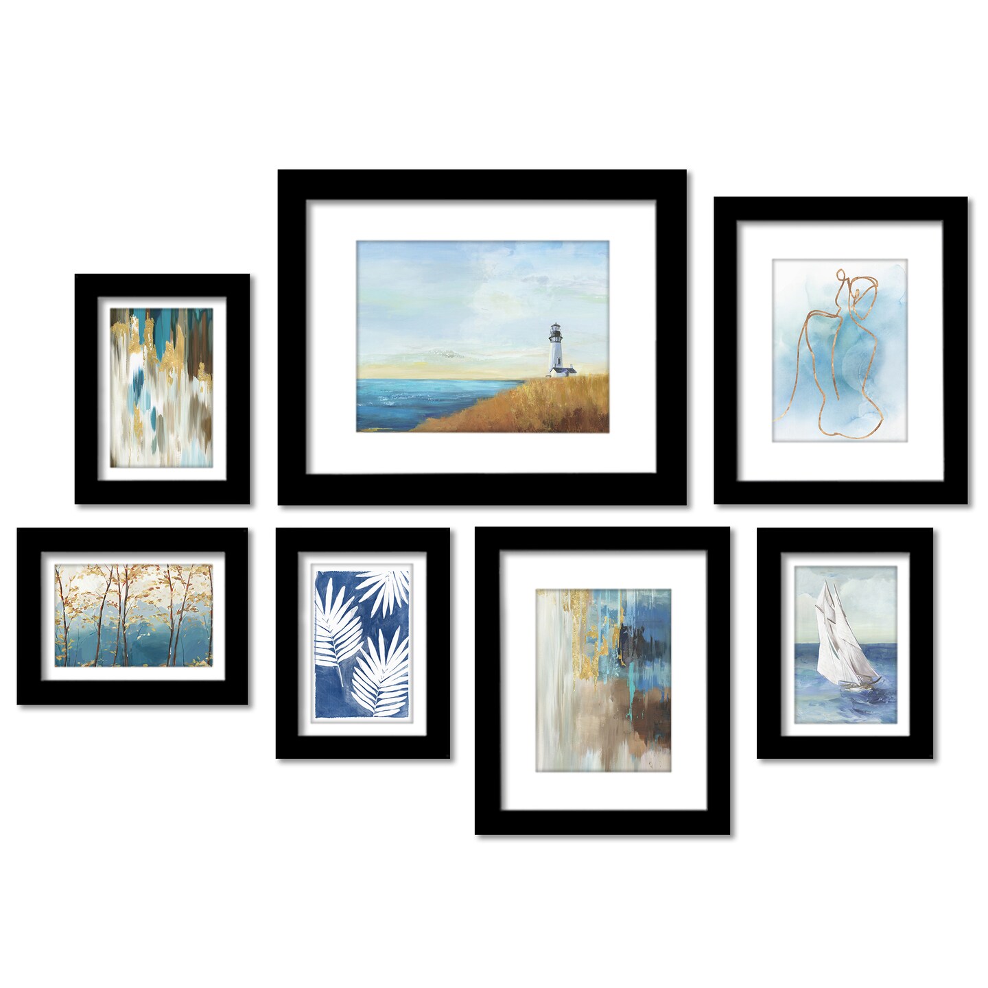 Ocean Figures by PI Creative 7 Piece Framed Gallery Wall Art Set