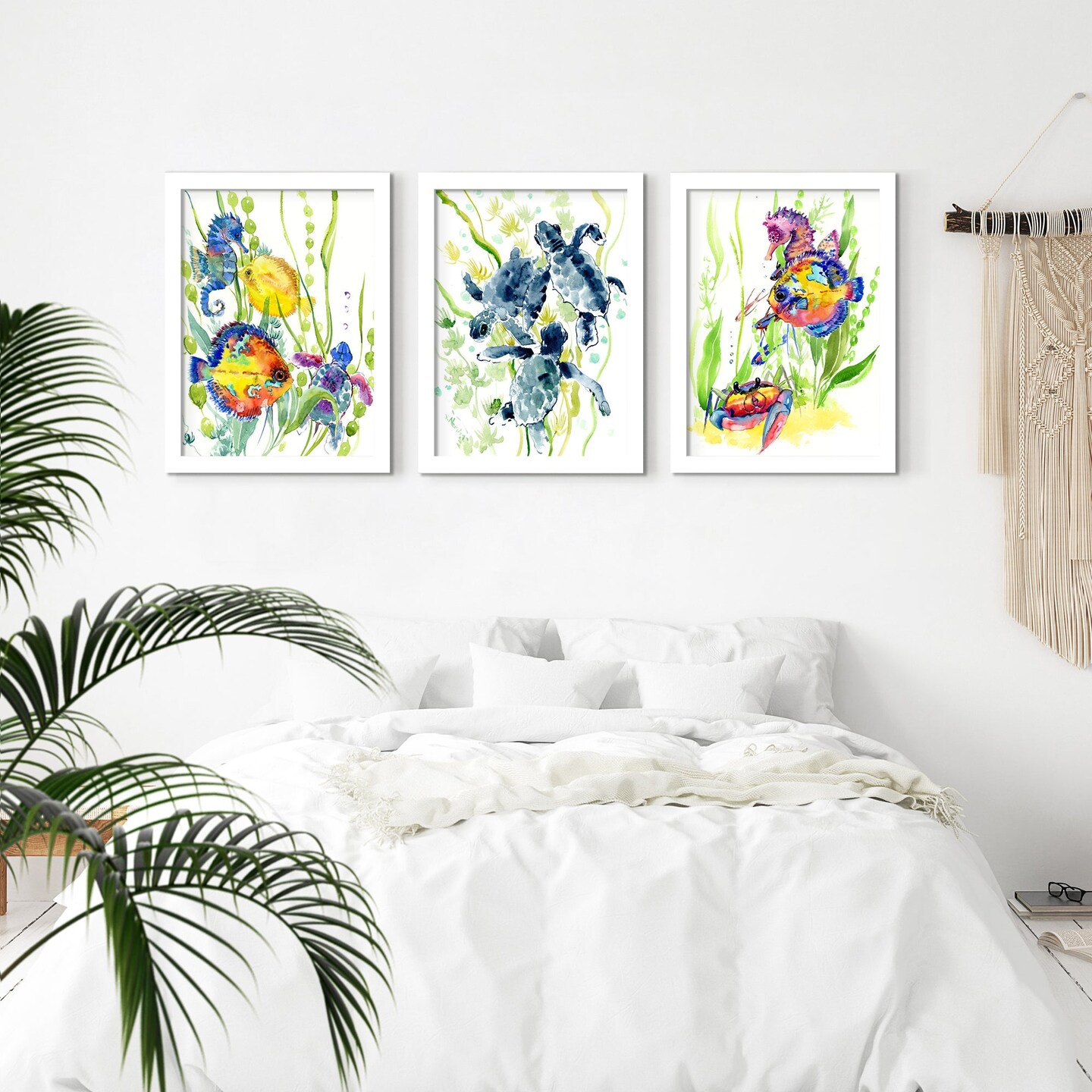 Ocean Animals By Suren Nersisyan - 3 Piece Gallery Framed Print Art Set 