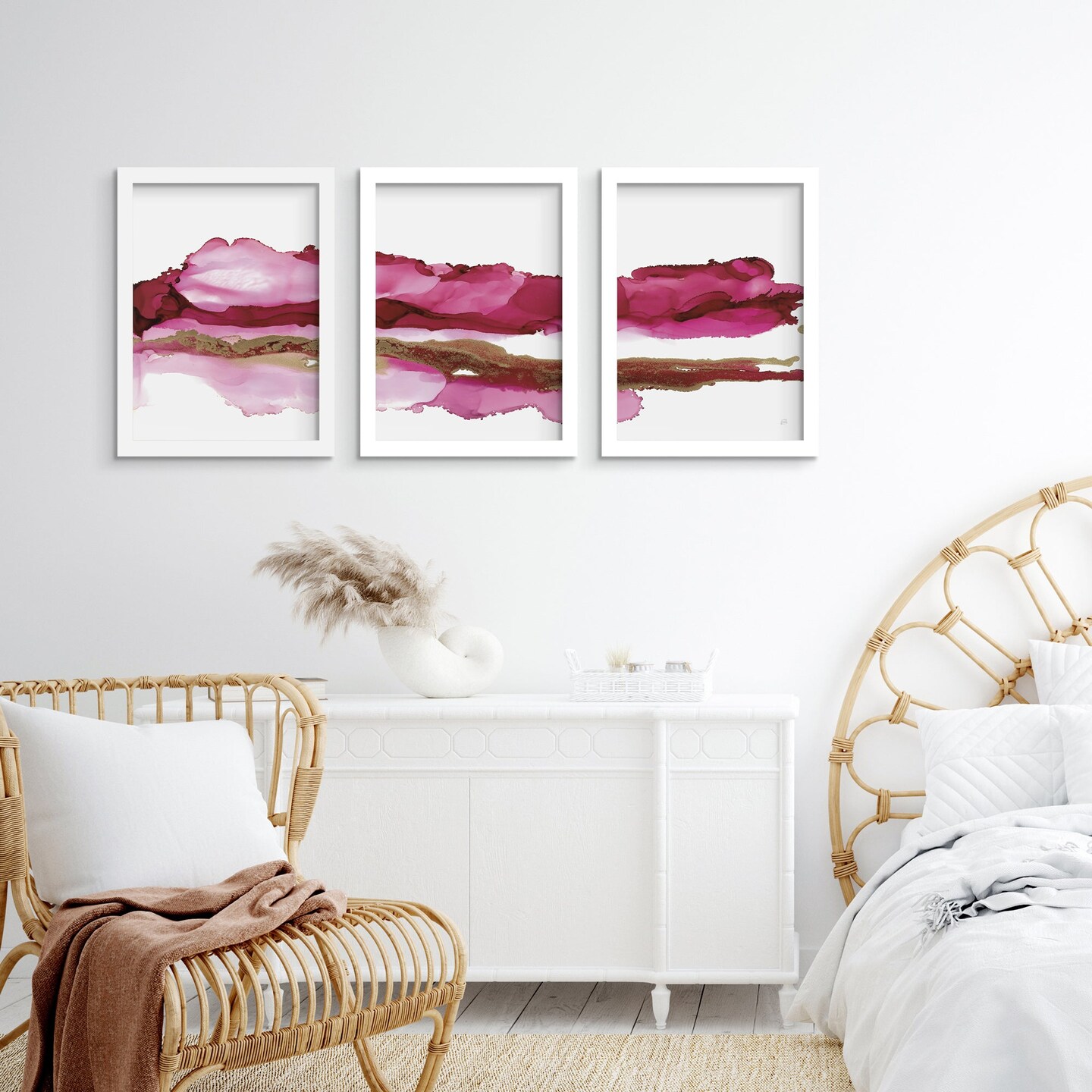 Magenta Ink Stroke by Chris Paschke 3 Piece Gallery Framed Print Art Set Michaels