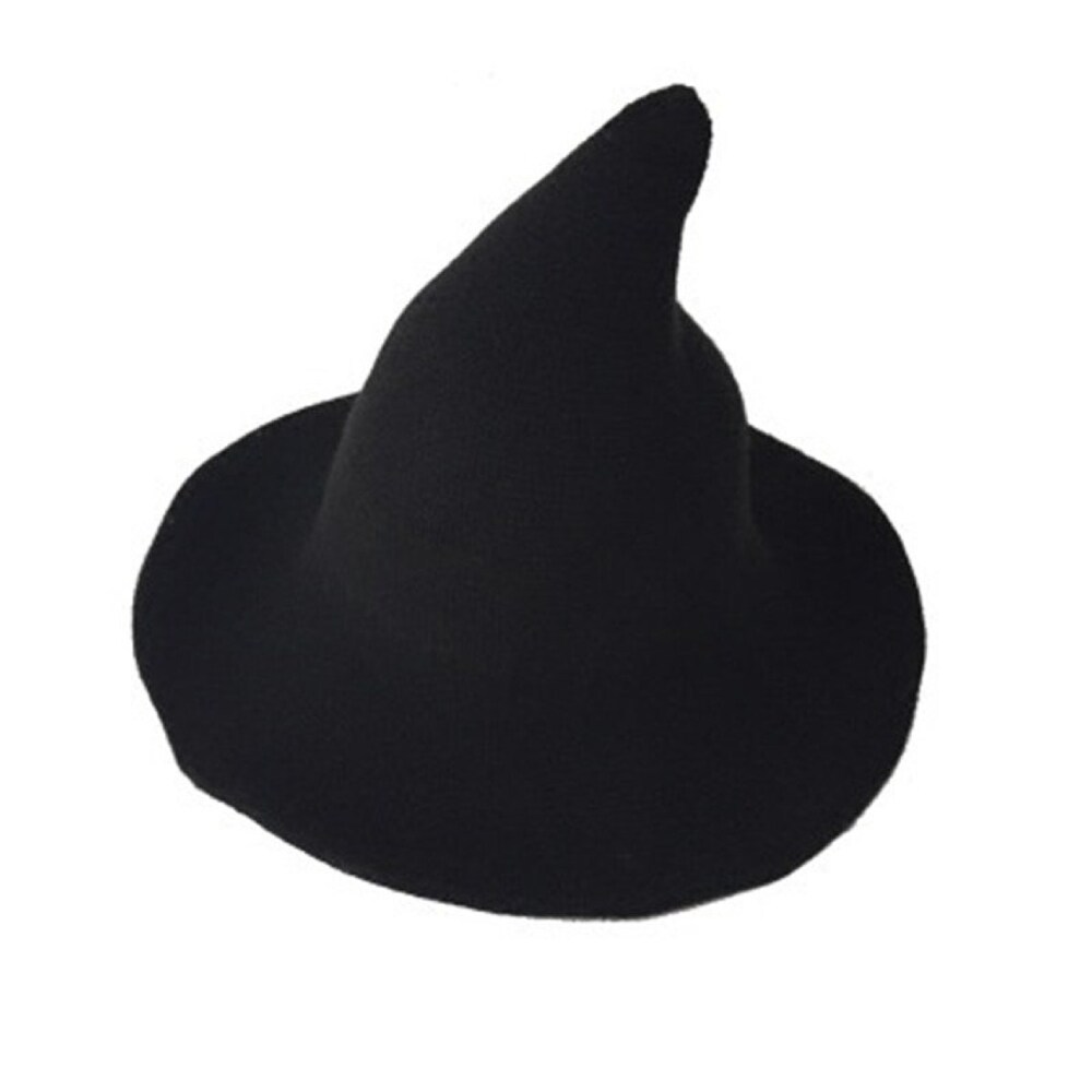 Black Pointed Witch Hat Halloween Party Wool Knitted