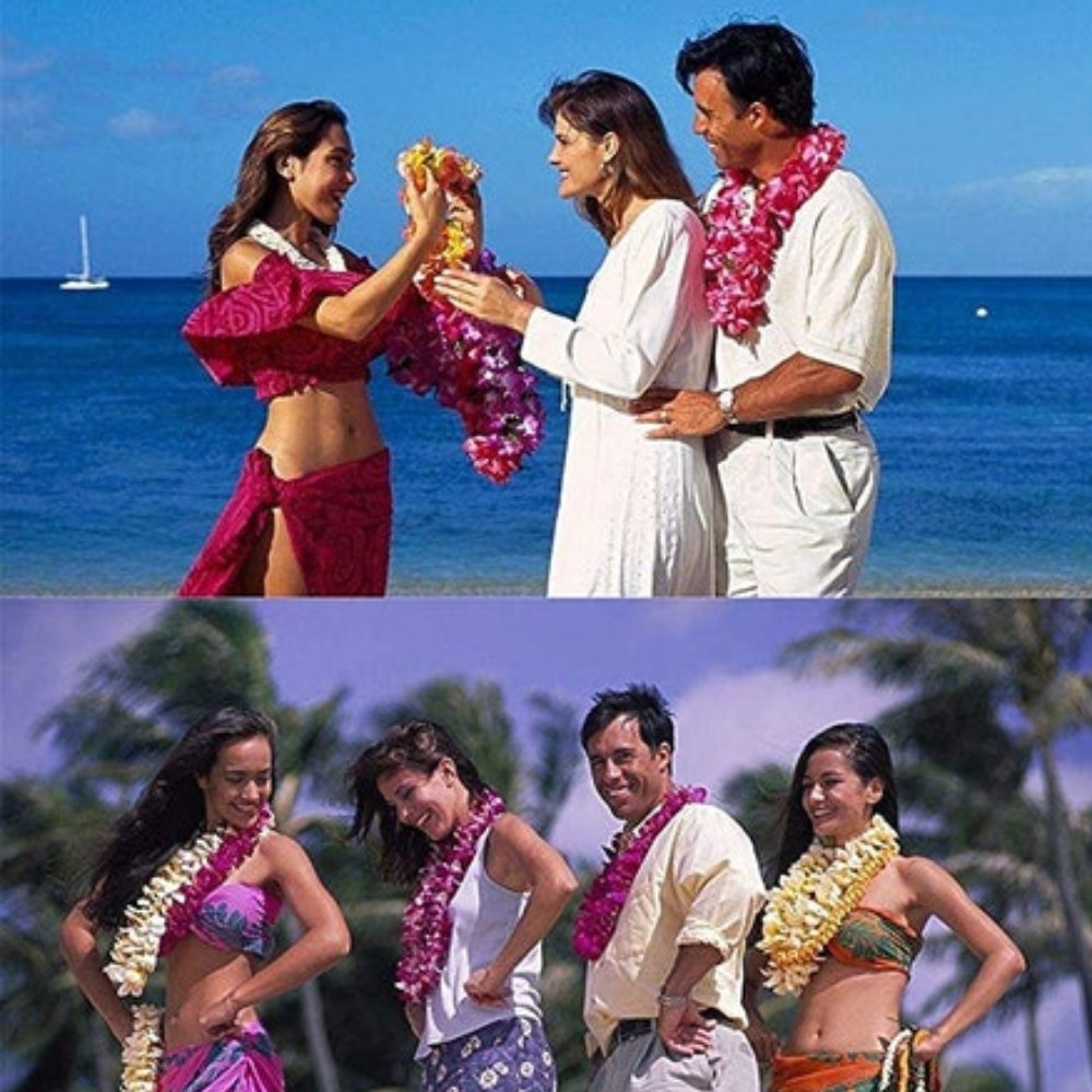 4pcs Hawaiian Party Leis Hula Thickened Dance Garland Artificial Flowers