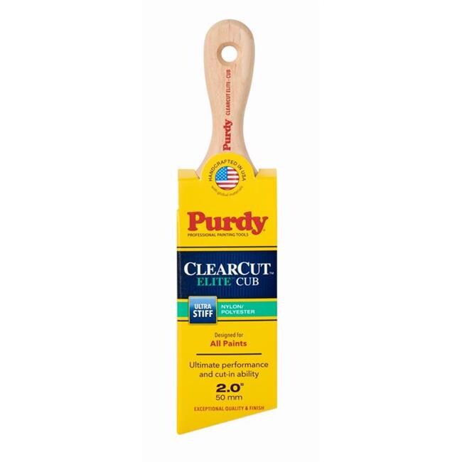 Purdy 1024296 2 in. Clearcut Elite Cub Ultra Stiff Angle Trim Paint Brush, Pack of 6 Stencil