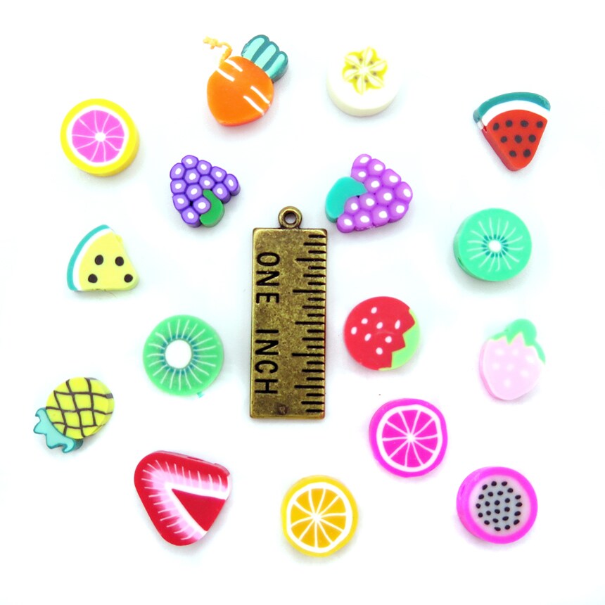 Tutti Fruity Mix of Polymer Clay Beads (K123) (16x)