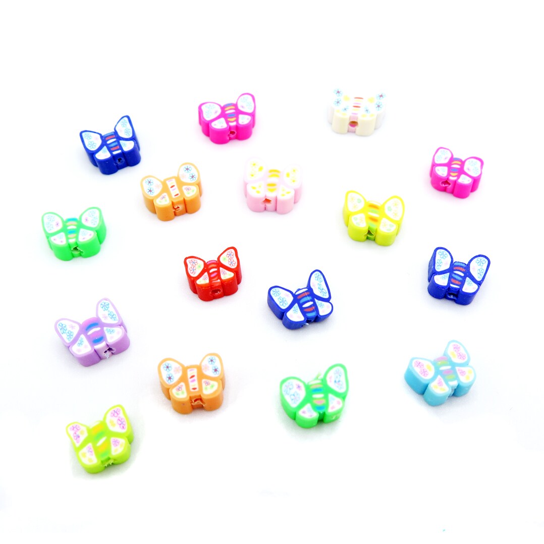 Colorful Butterfly Polymer Clay Beads (K117) (16x)