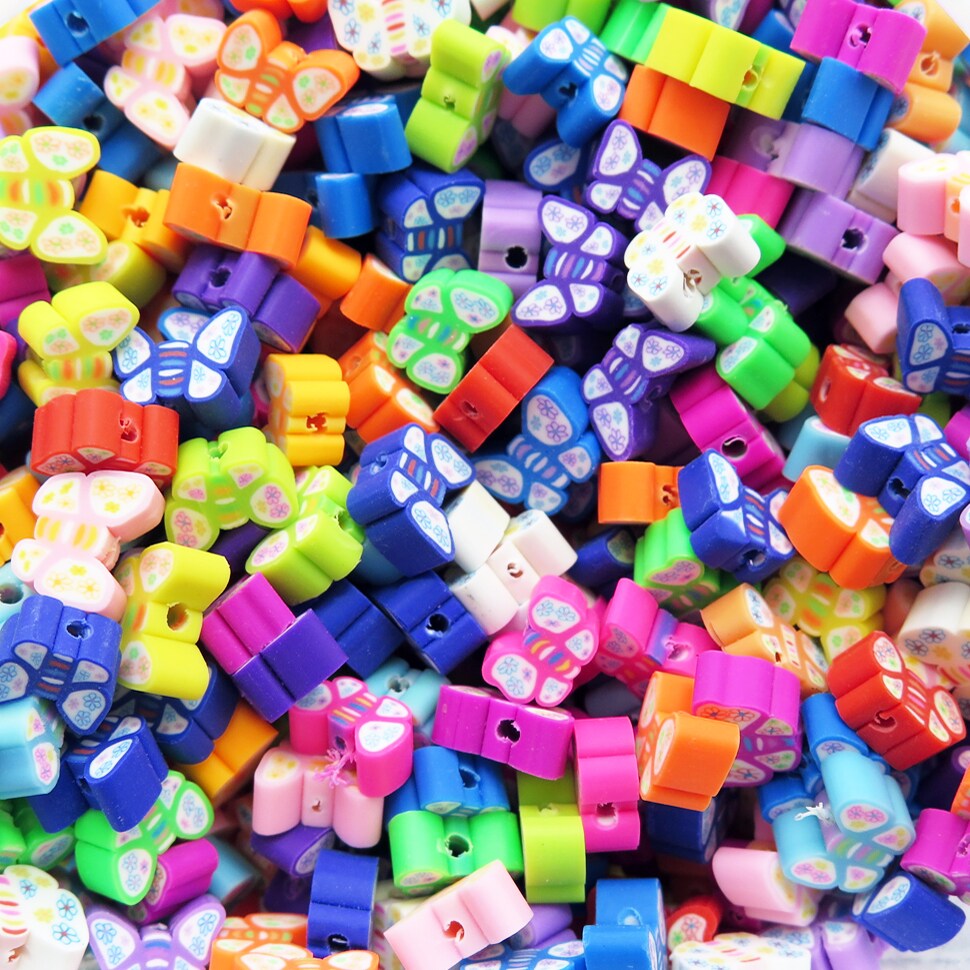 Colorful Butterfly Polymer Clay Beads (K117) (16x)