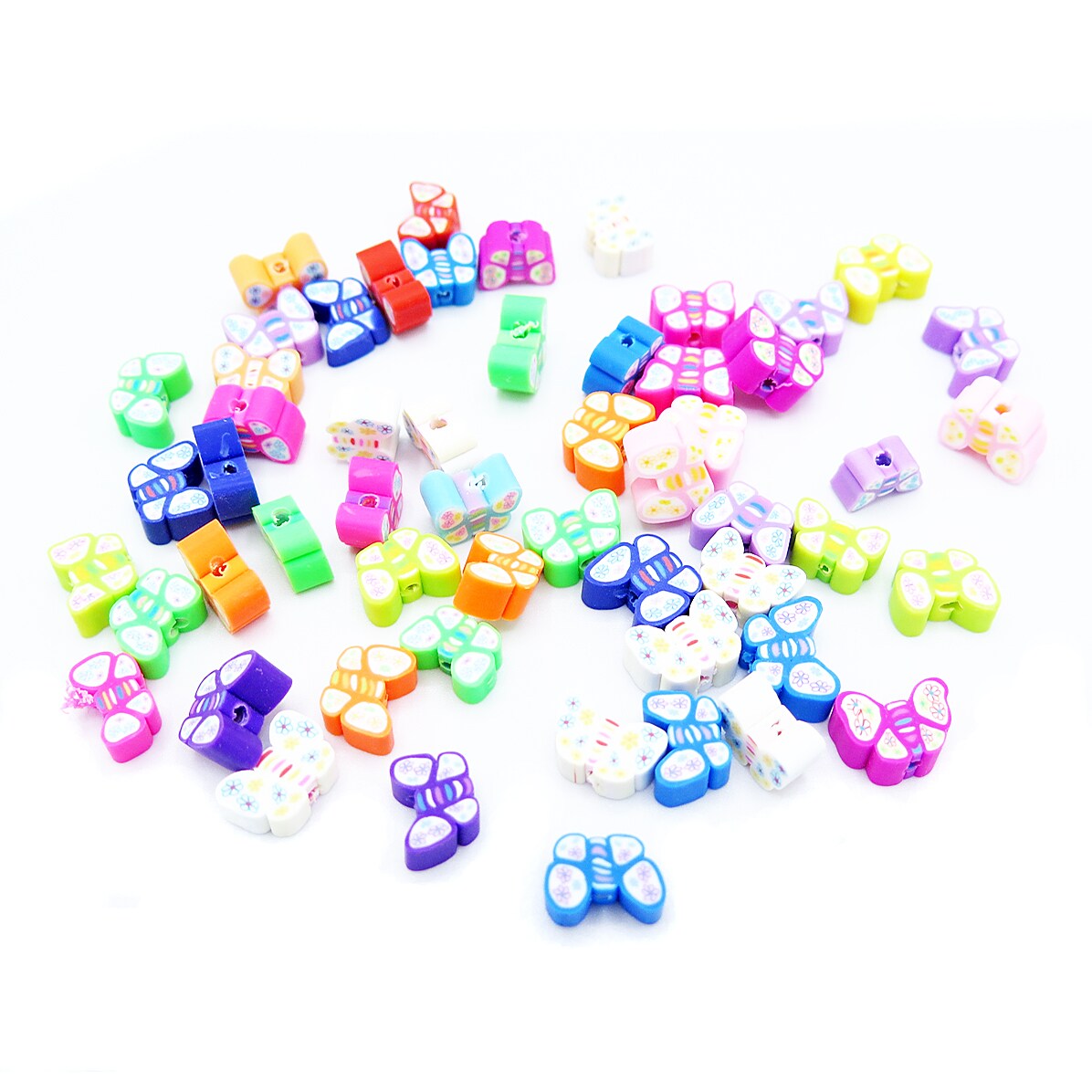 Colorful Butterfly Polymer Clay Beads (K117) (16x)