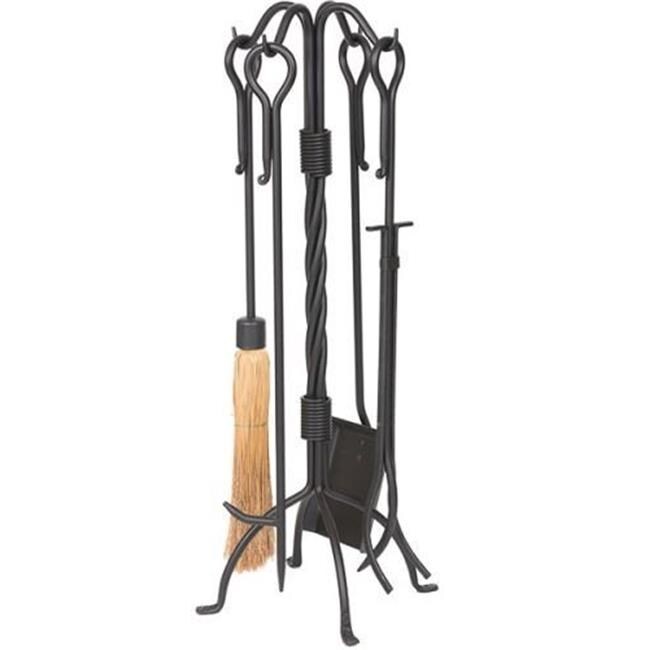 Dagan 5822 Wrought Iron Fireplace Tool Set Corn Broom & Twist Stand