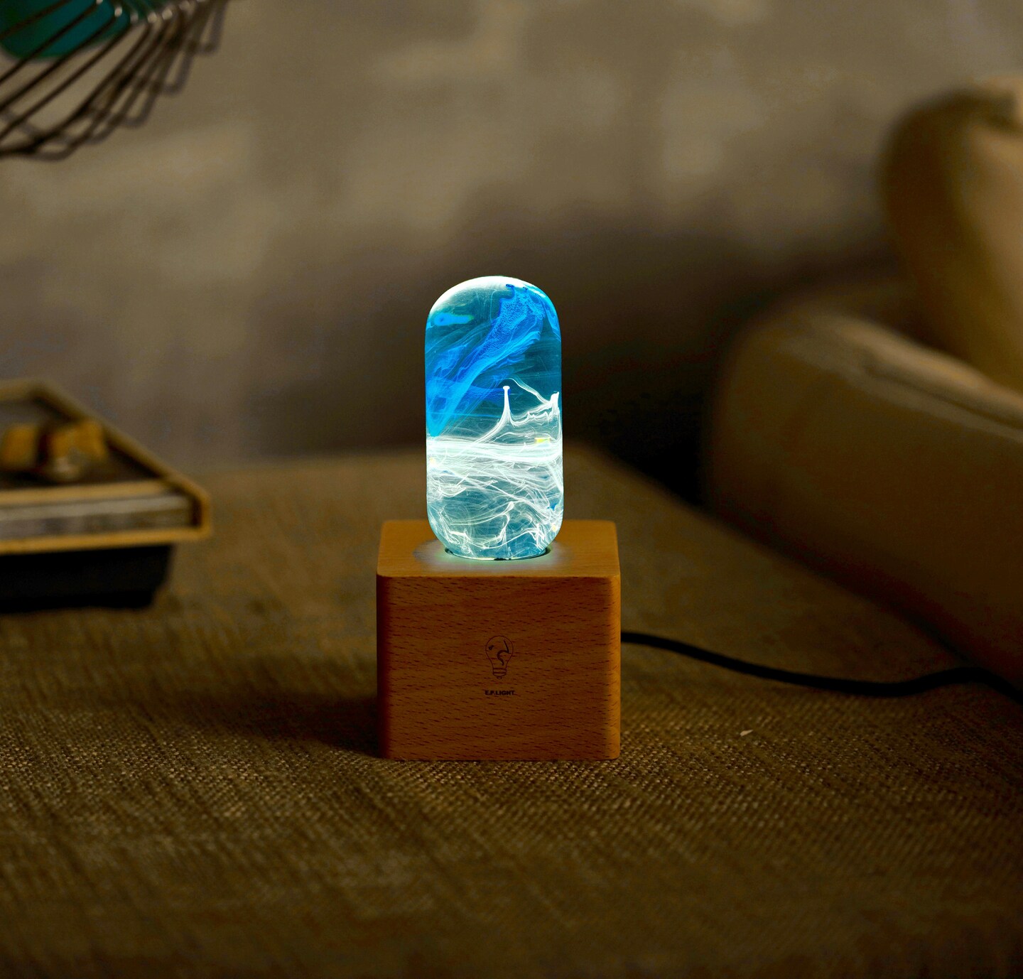 Ambient Blue Resin Light Bulb