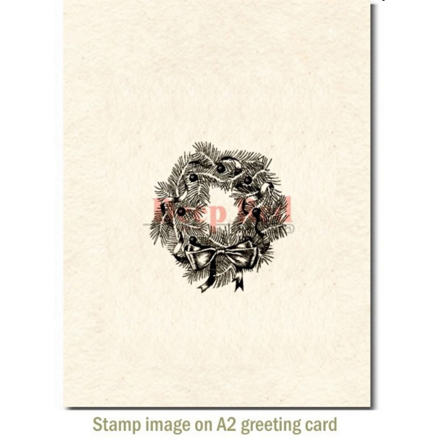 Deep Red Stamps Pine Wreath Rubber Cling Stamp 2 x 2 inches