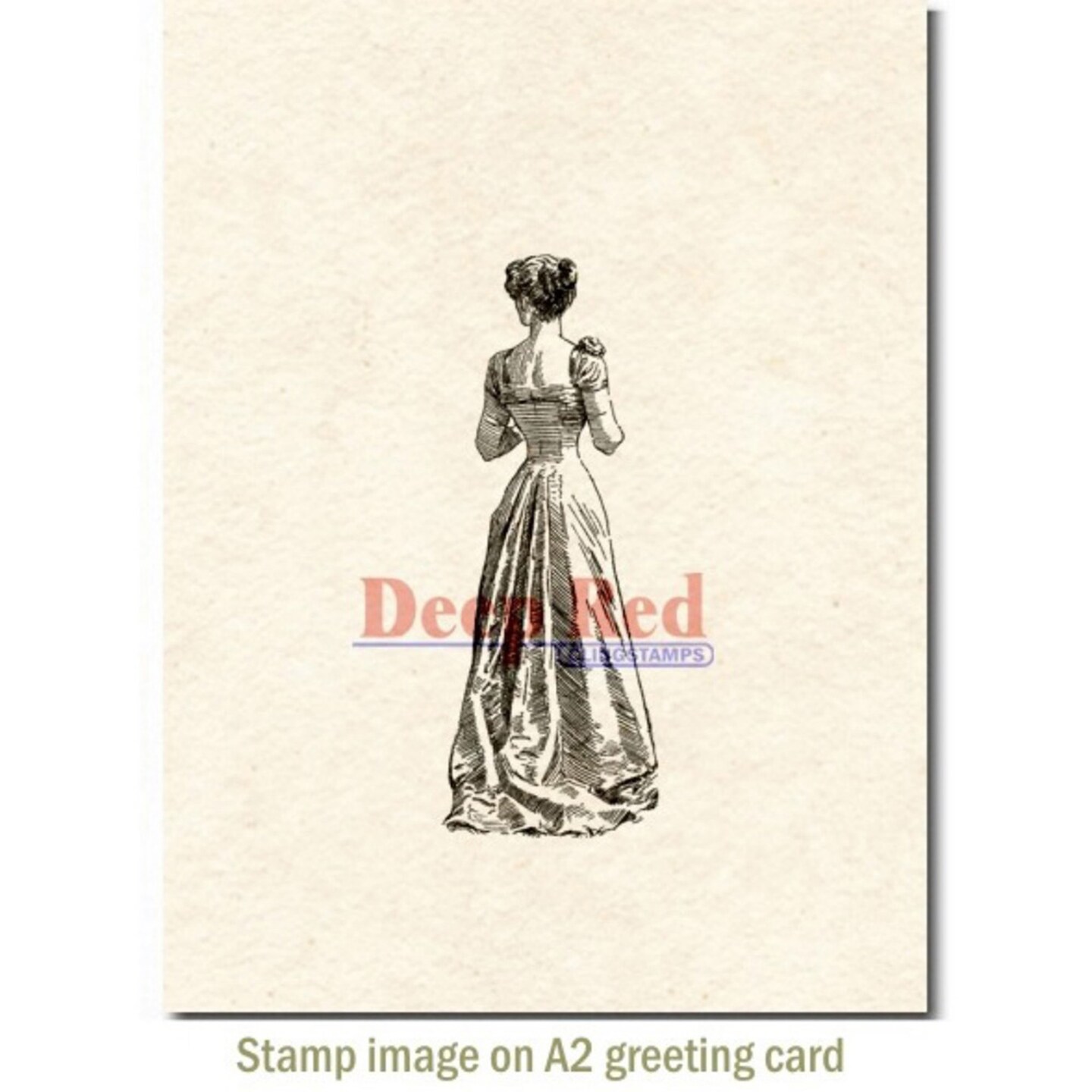 Deep Red Stamps Victorian Evening Dress Rubber Cling Stamp 1.25 x 3.2 inches