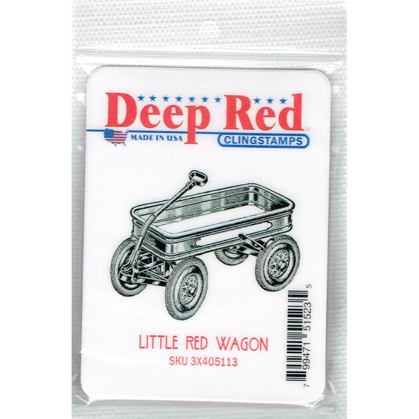 Deep Red Stamps Little Red Wagon Rubber Cling Stamp 2.1 x 1.8 inches