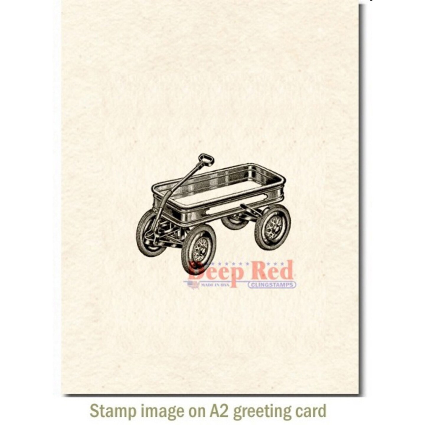 Deep Red Stamps Little Red Wagon Rubber Cling Stamp 2.1 x 1.8 inches