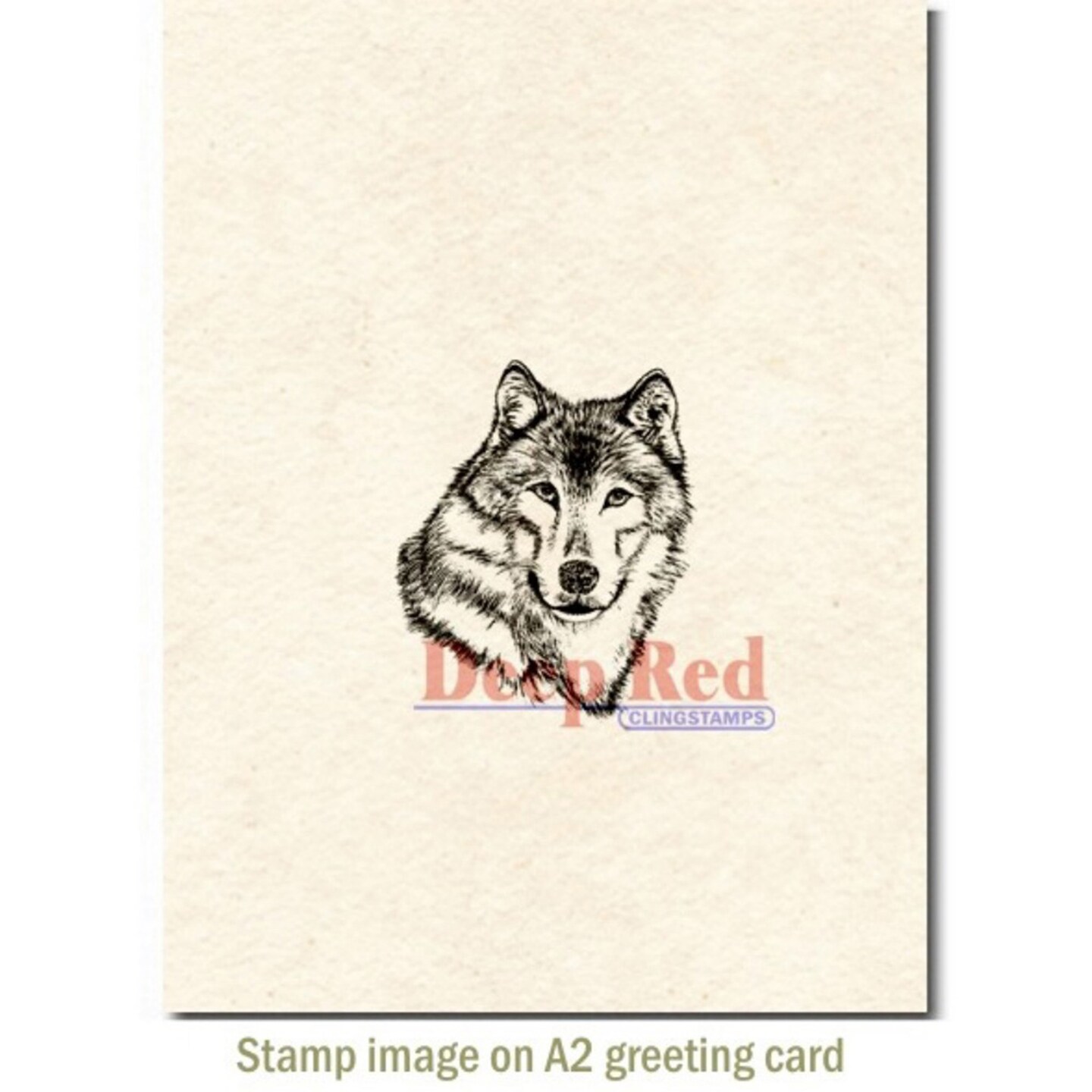 Deep Red Stamps Wolf Portrait Rubber Cling Stamp 1.75 x 2 inches