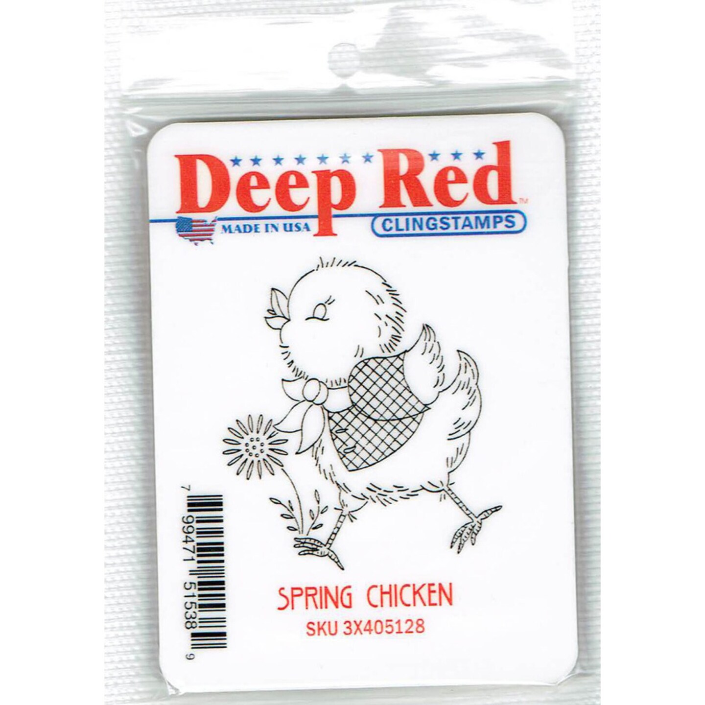 Deep Red Stamps Spring Chicken Rubber Cling Stamp 1.8 x 2 inches