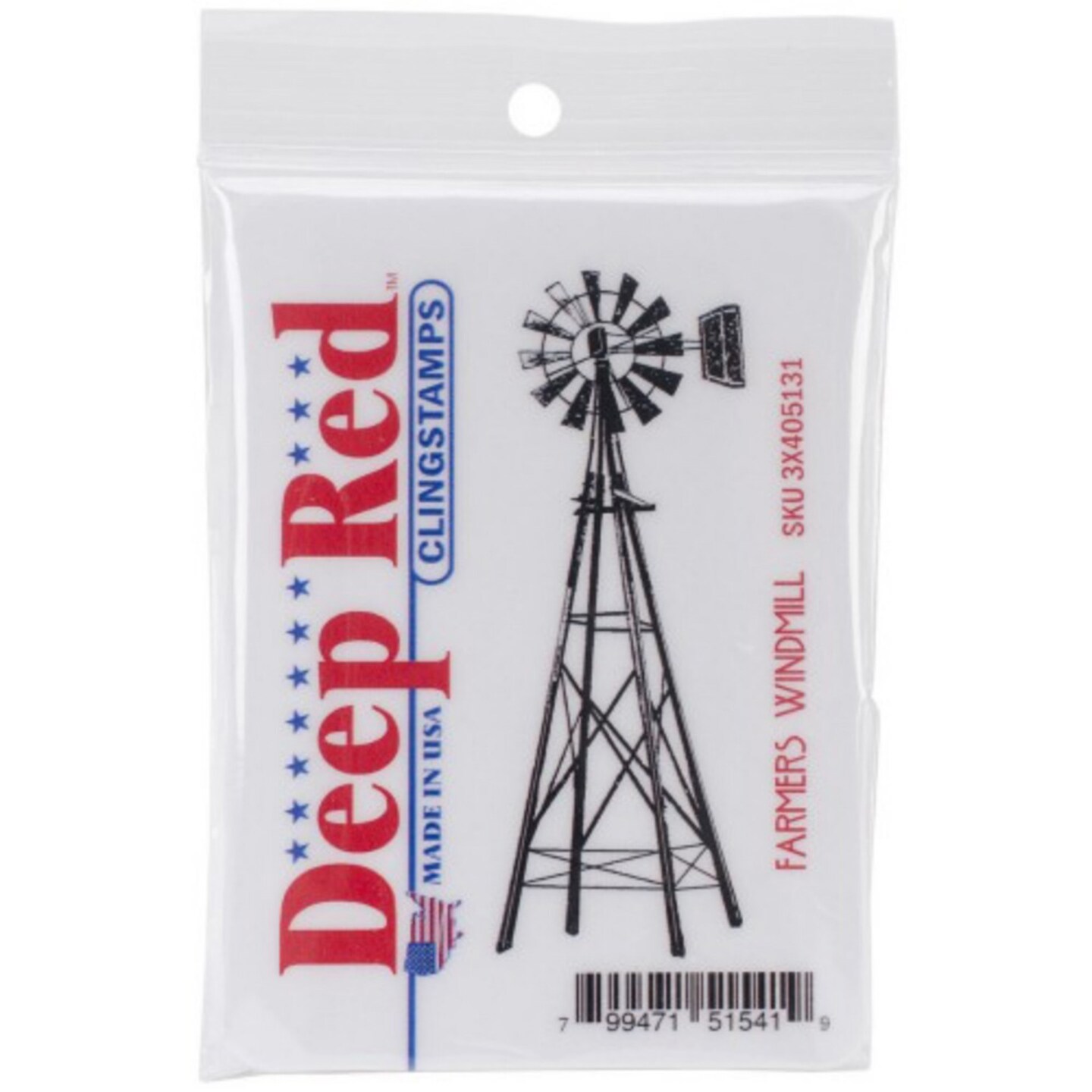 Deep Red Stamps Farmers Windmill Rubber Cling Stamp 1.25 x 3.1 inches