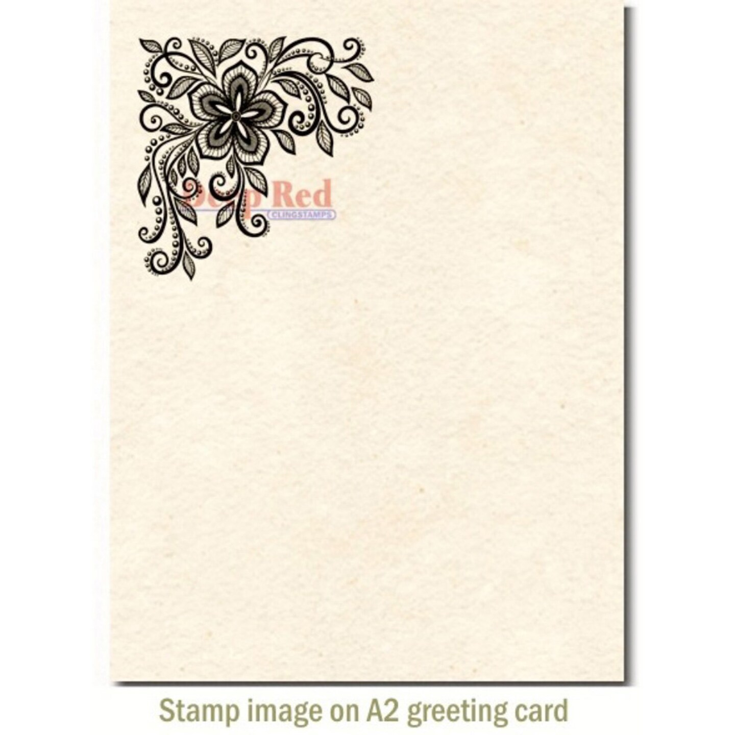 Deep Red Stamps Lace Flower Corner Rubber Cling Stamp 2 x 2 inches