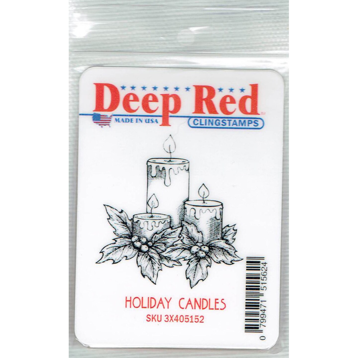 Deep Red Stamps Holiday Candles Rubber Cling Stamp 2 x 2.1 inches