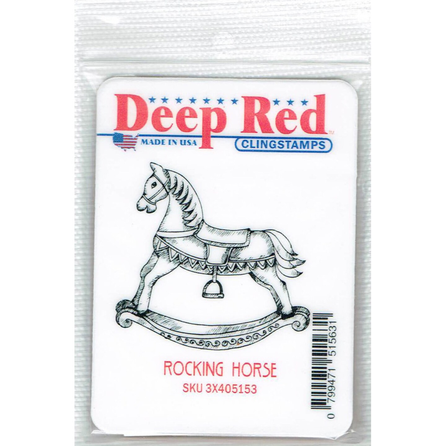 Deep Red Stamps Rocking Horse Rubber Cling Stamp 2.1 x 2.1 inches