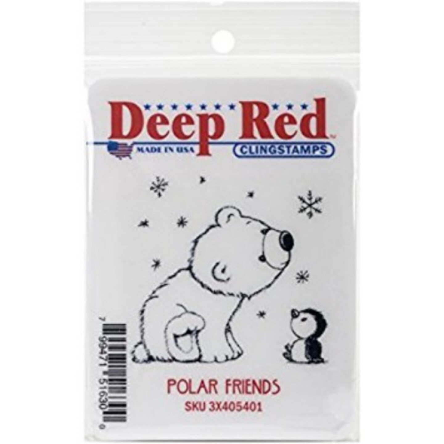 Deep Red Stamps Polar Friends Rubber Cling Stamp 2 x 2 inches