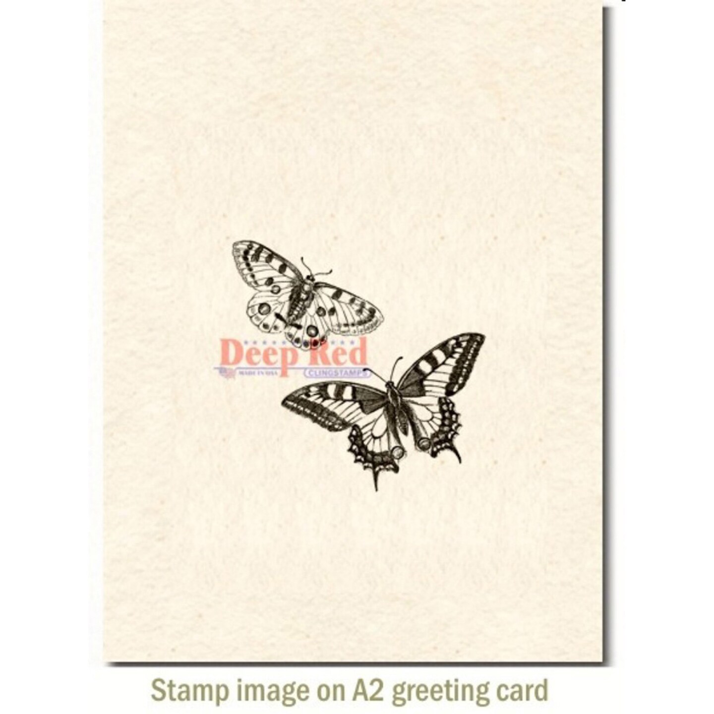 Deep Red Stamps Butterflies Pair Rubber Cling Stamp 2 x 2 inches
