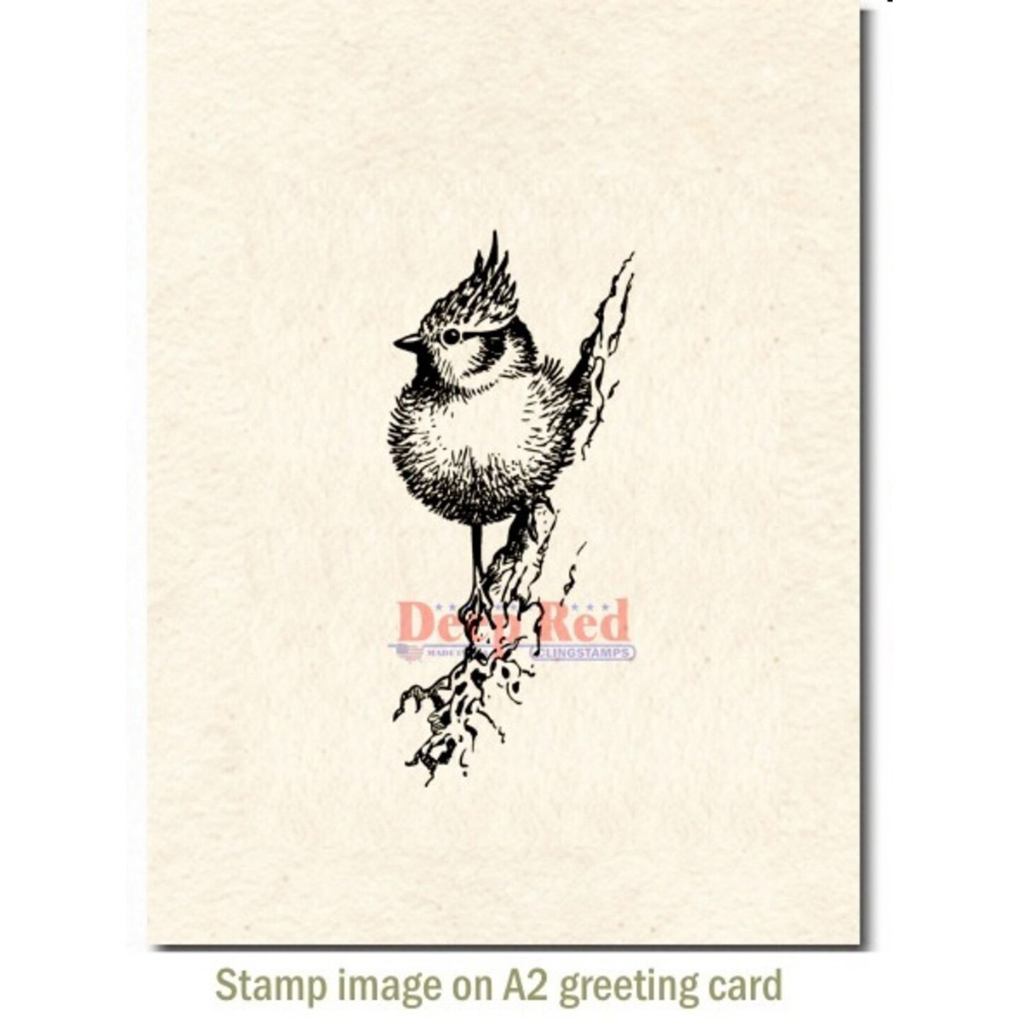Deep Red Stamps Tufted Titmouse Rubber Cling Stamp 1.5 x 3.2 inches