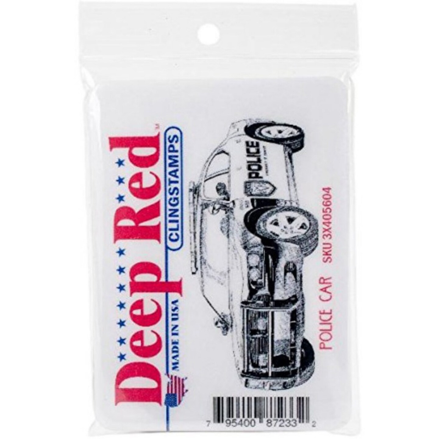 Deep Red Stamps Police Car Rubber Cling Stamp 3.1 x 1.5 inches
