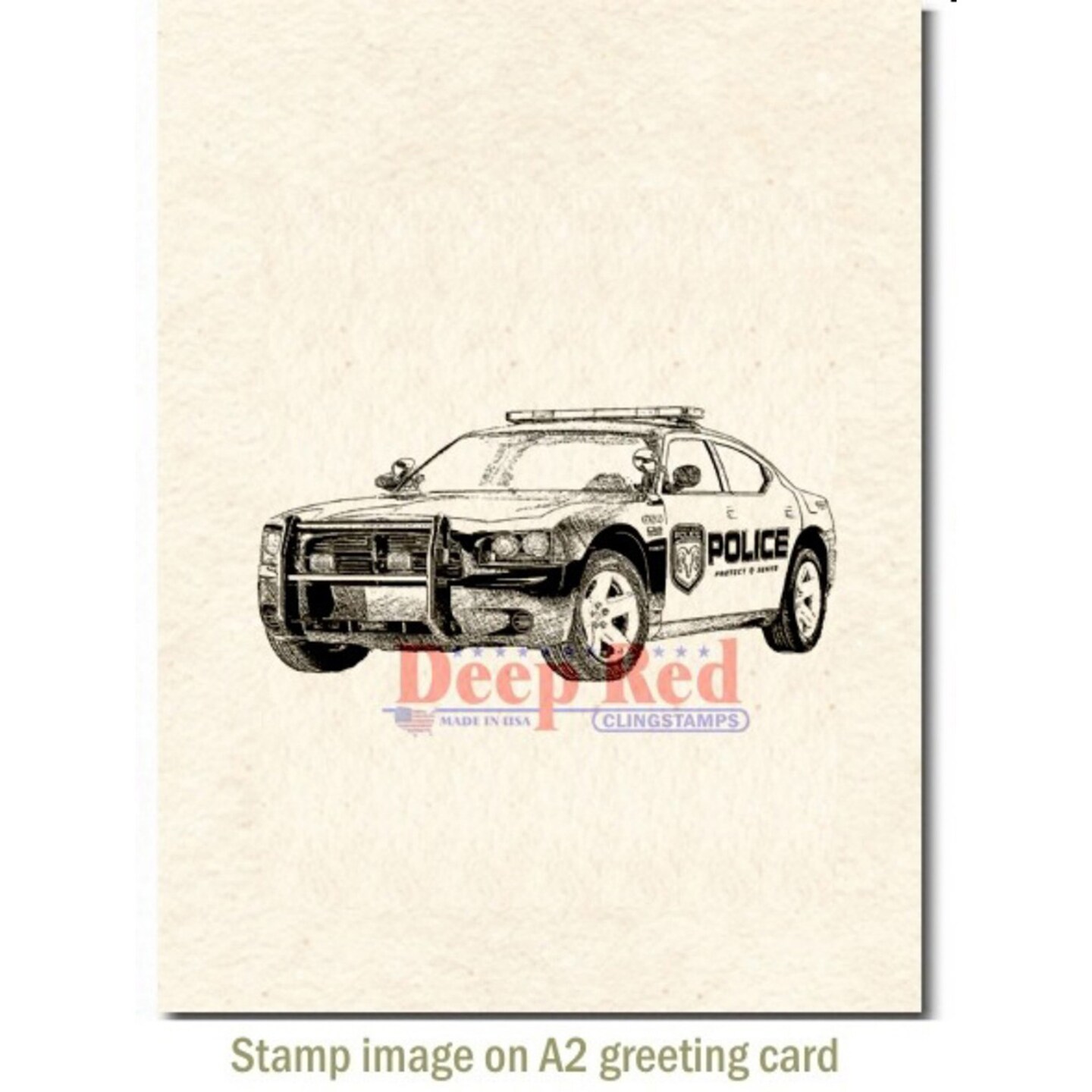 Deep Red Stamps Police Car Rubber Cling Stamp 3.1 x 1.5 inches
