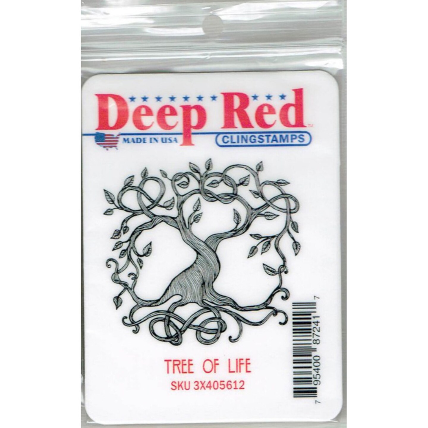 Deep Red Stamps Tree of Life Rubber Cling Stamp 2.1 x 2 inches