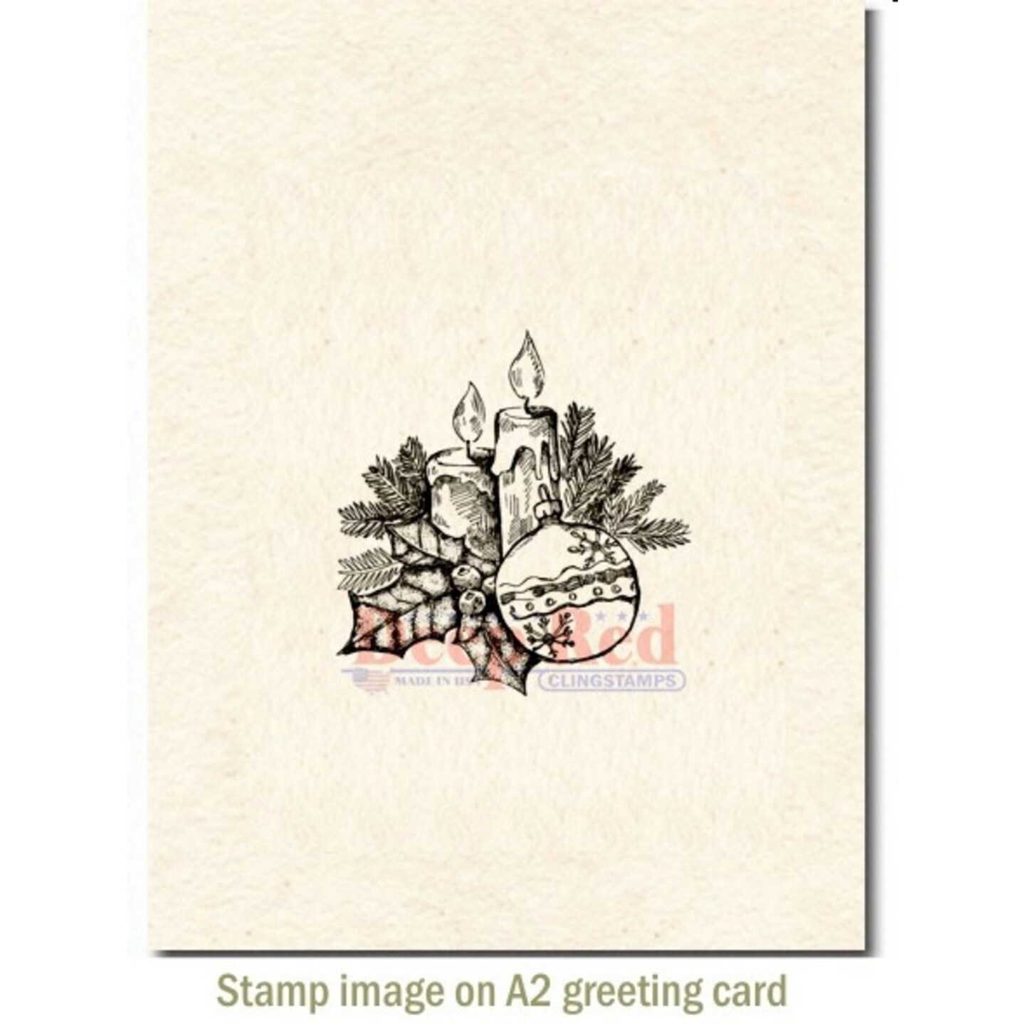 Deep Red Stamps Holly Candles Rubber Cling Stamp 2 x 2.1 inches