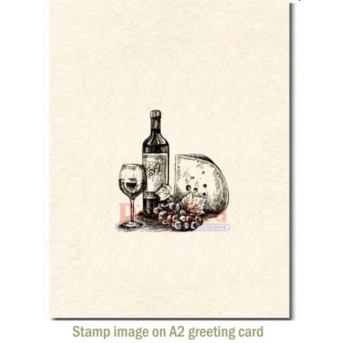 Deep Red Stamps Wine and Cheese Rubber Cling Stamp 2 x 2.1 inches