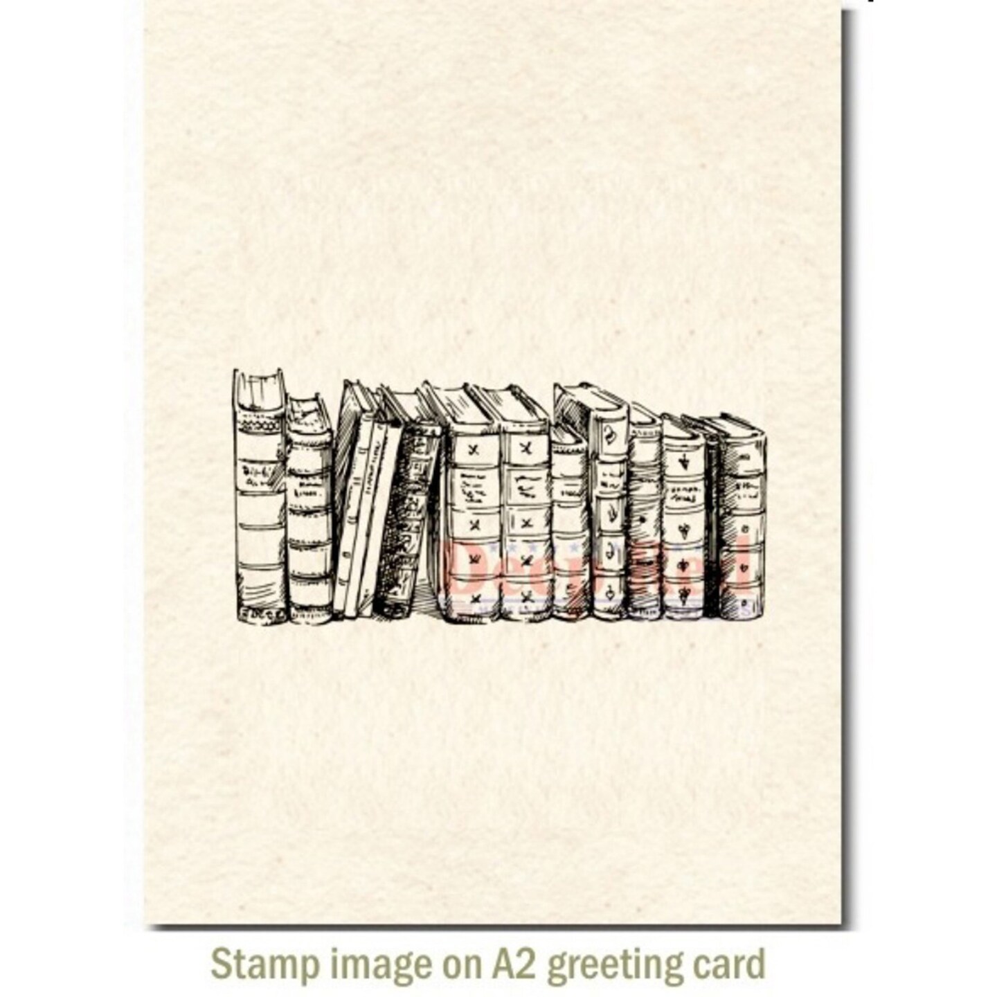 Deep Red Stamps Old Books Border Rubber Cling Stamp 3.2 x 1.5 inches