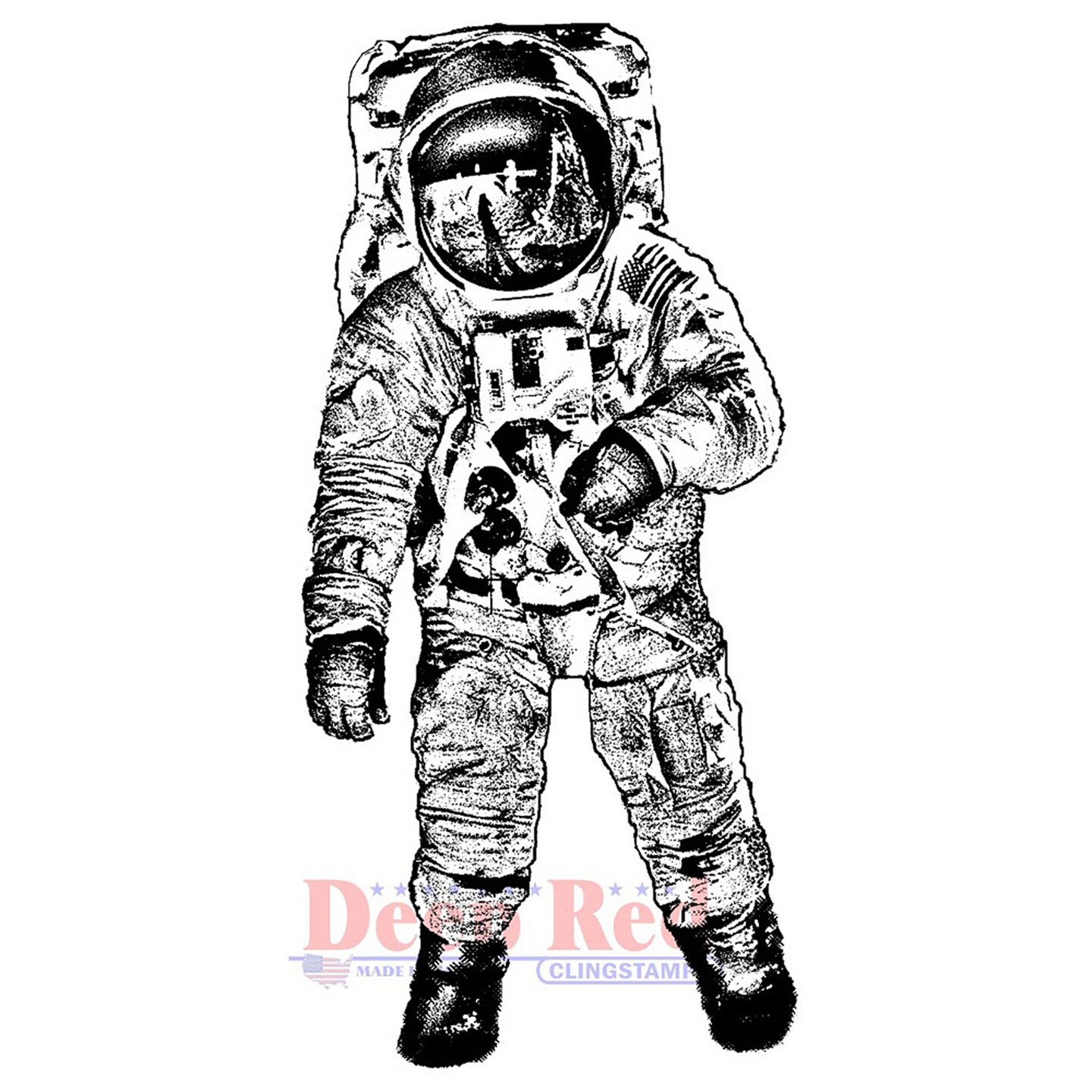 Deep Red Stamps Man on the Moon Rubber Cling Stamp 1.5 x 3.2 inches