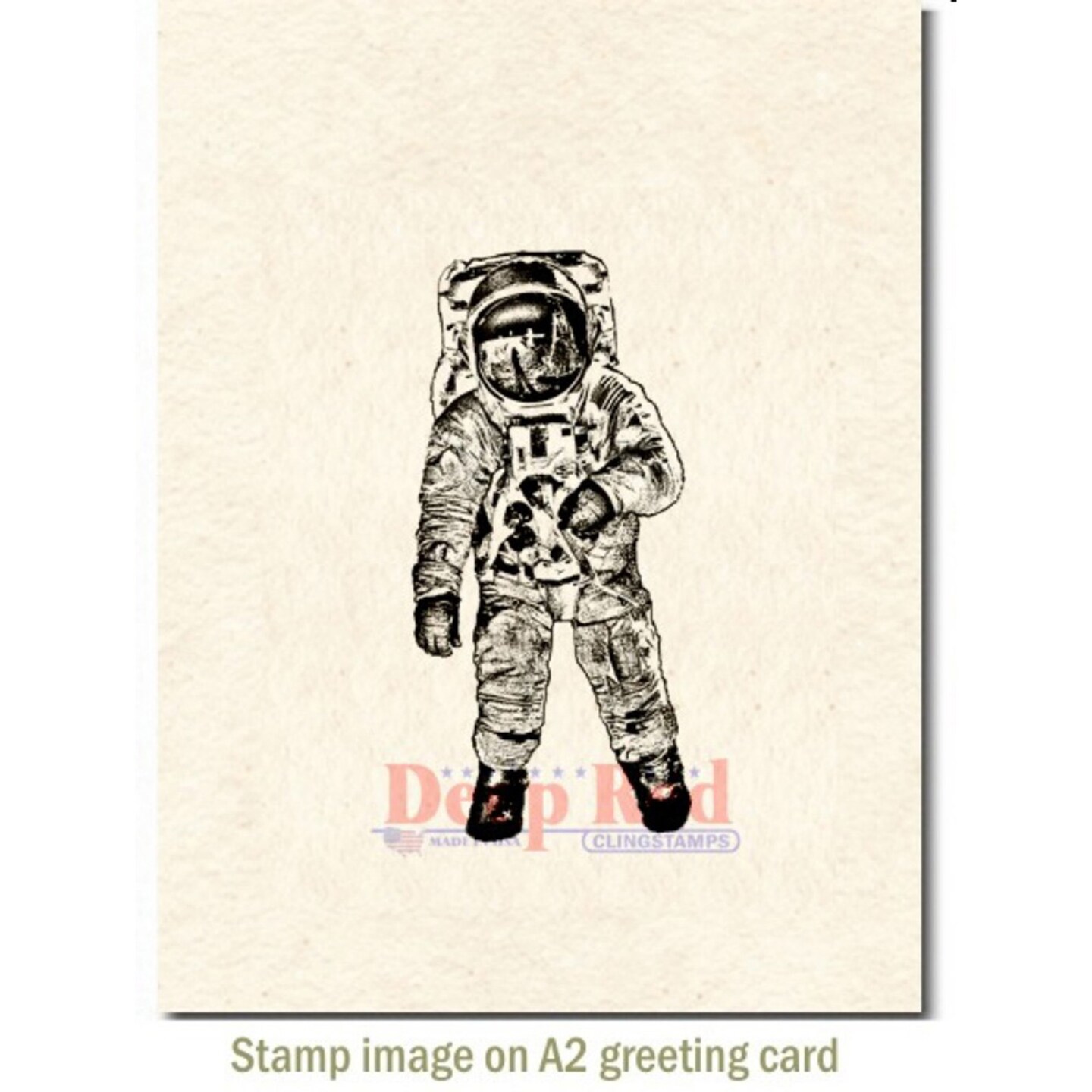 Deep Red Stamps Man on the Moon Rubber Cling Stamp 1.5 x 3.2 inches