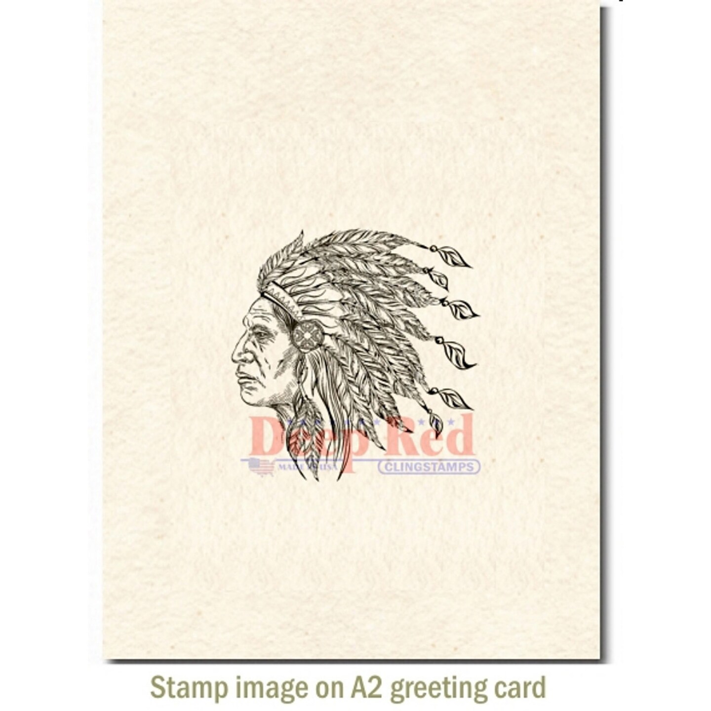 Deep Red Stamps Indian Chief Rubber Cling Stamp 2 x 2.1 inches
