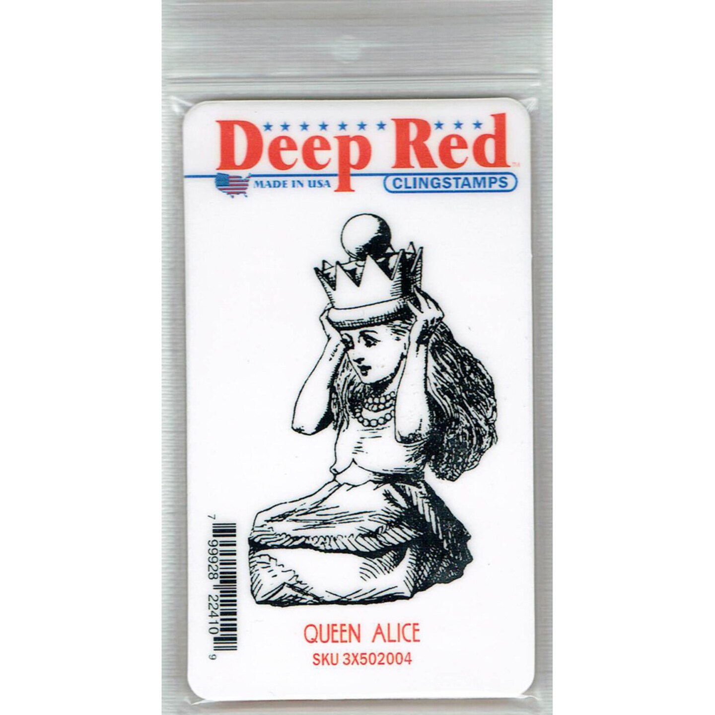 Deep Red Stamps Queen Alice Rubber Cling Stamp 2 x 3.2 inches