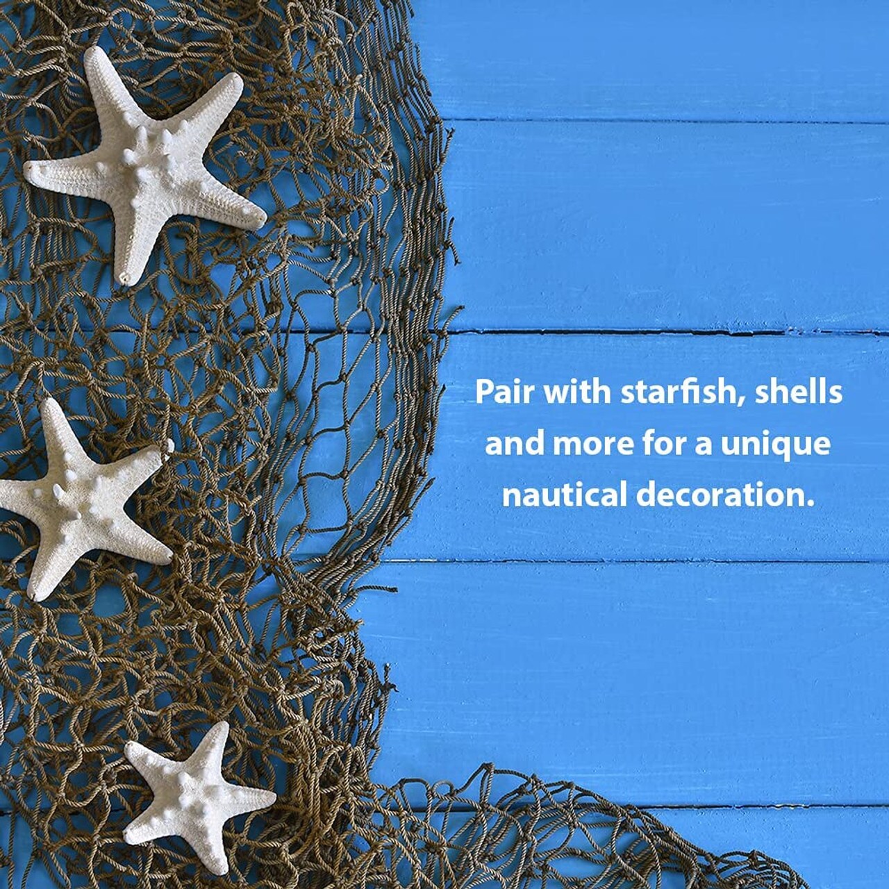 Fishing Net with Starfish, Maritime Nautical Decoration Over White