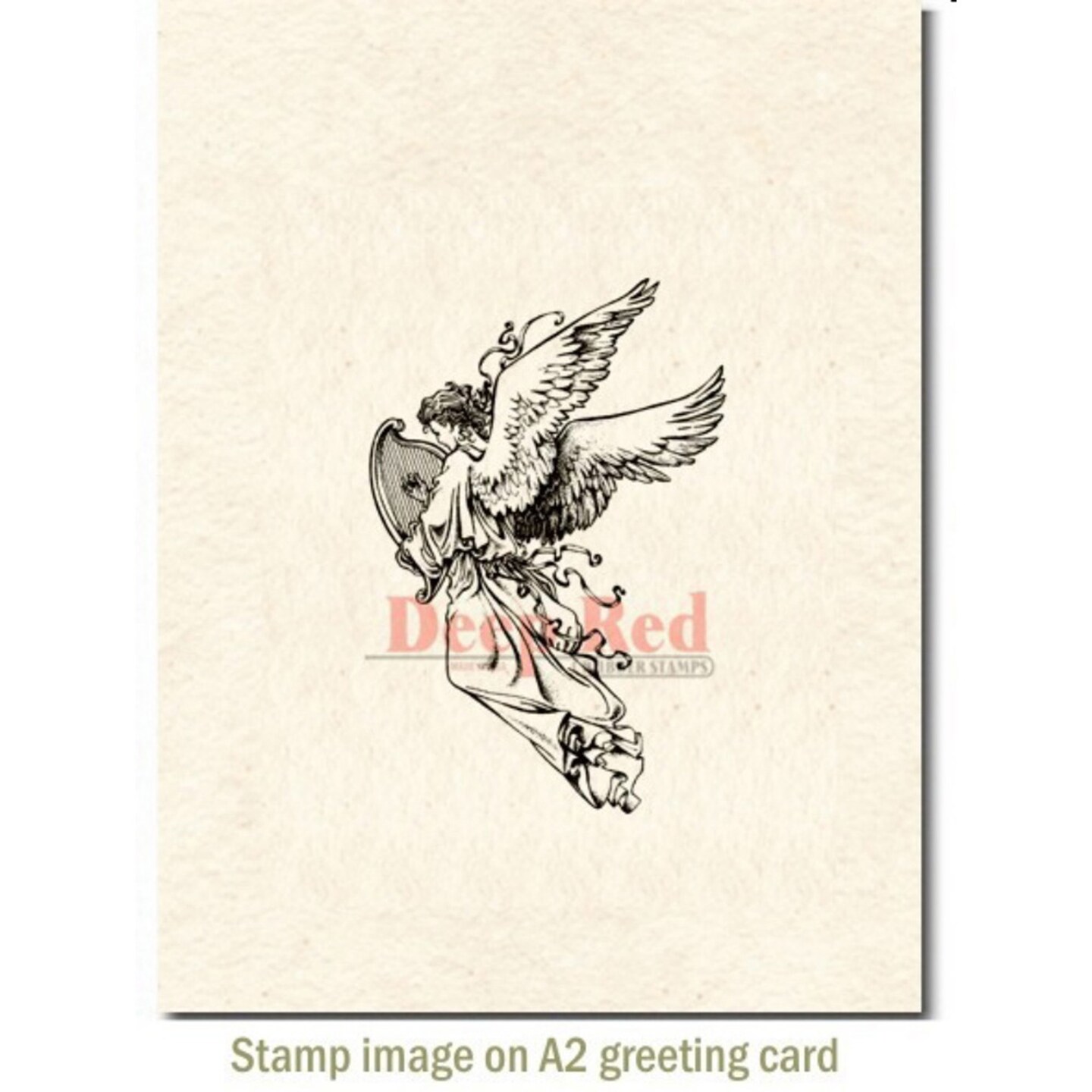 Deep Red Stamps Angel with Harp Rubber Cling Stamp 2 x 3 inches
