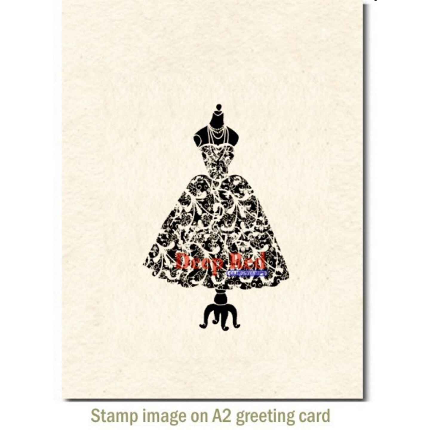 Deep Red Stamps Dress Form Flourish Rubber Cling Stamp 1.9 x 3 inches