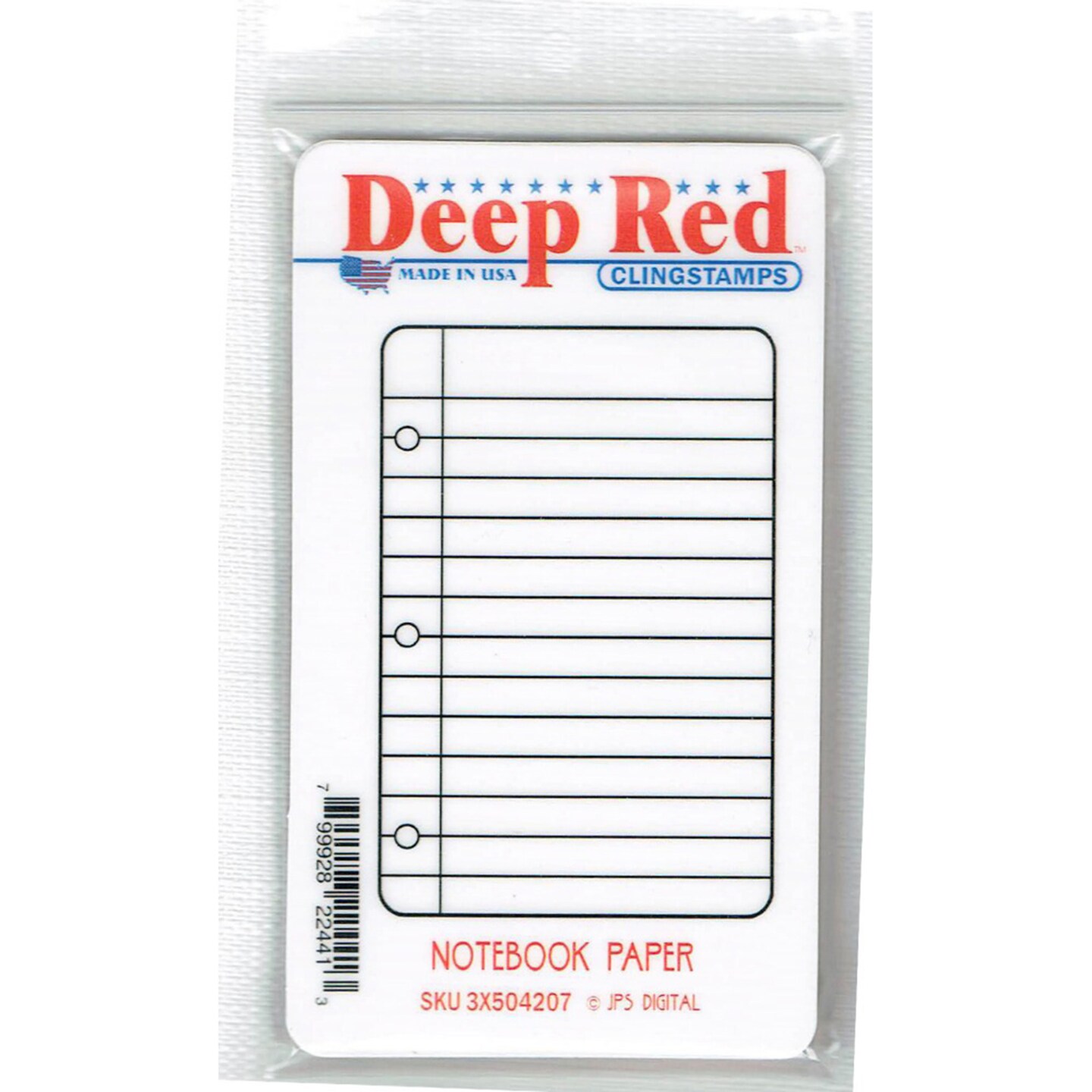 Deep Red Stamps Notebook Paper Rubber Cling Stamp 2.25 x 3.25 inches