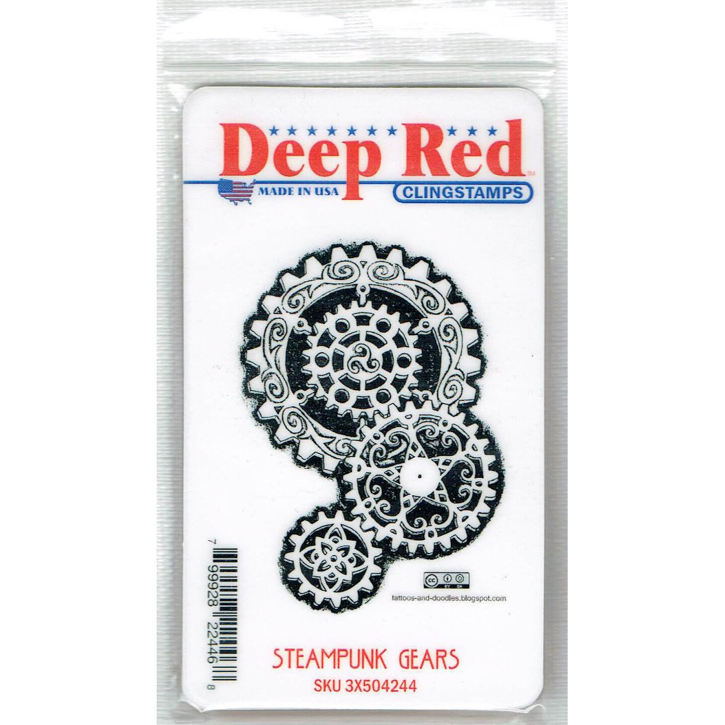 Deep Red Stamps Steampunk Gears Rubber Cling Stamp 2 x 2.8 inches
