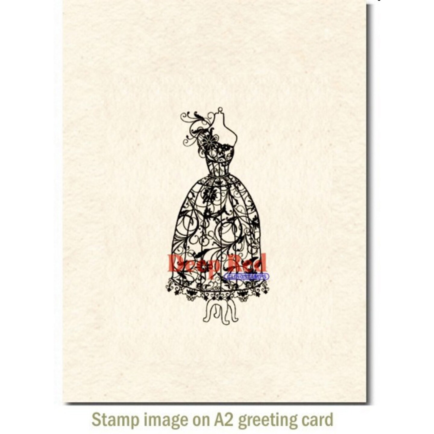 Deep Red Stamps Dress Form Floral Corsage Rubber Cling Stamp 1.5 x 3 inches