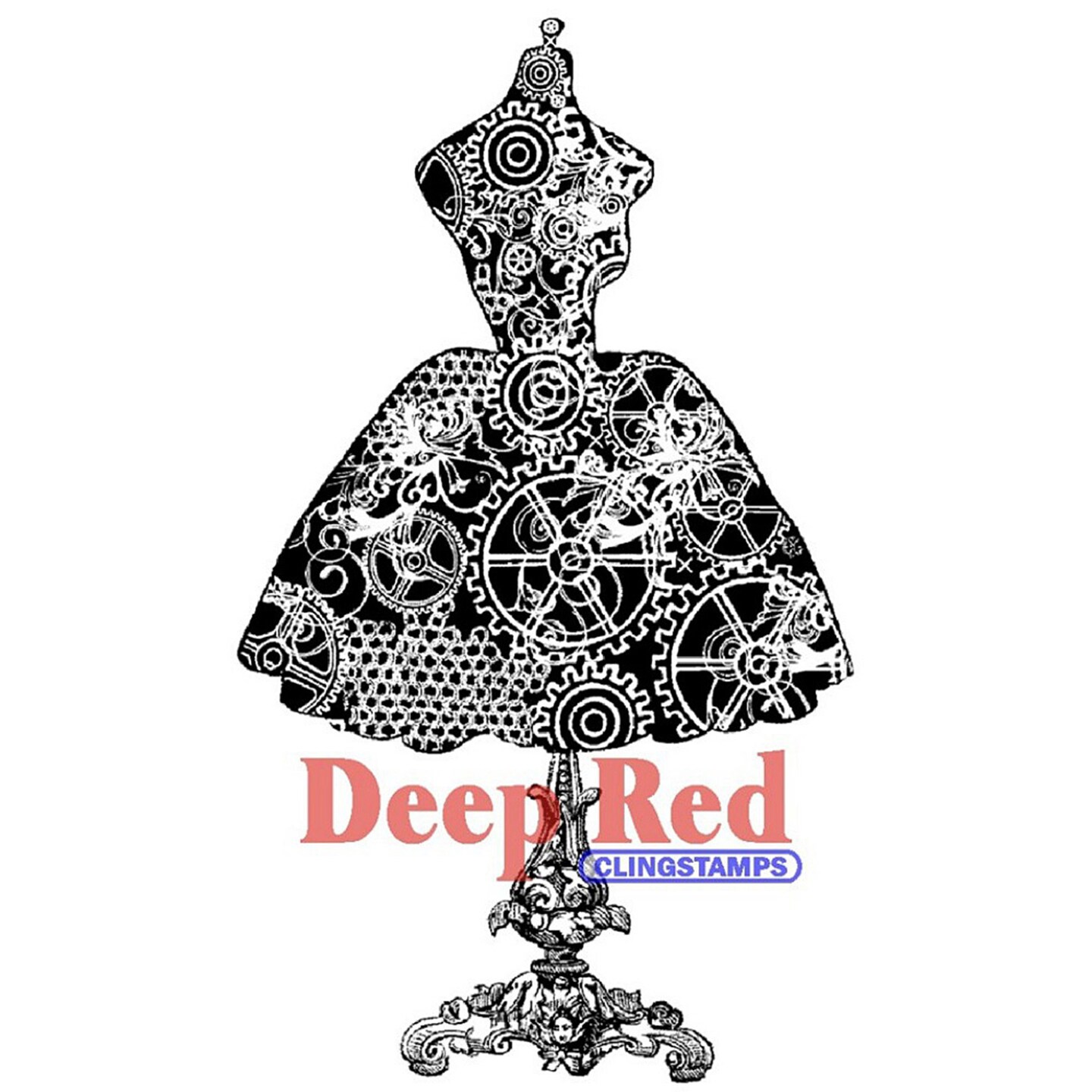 Deep Red Stamps Dress Form Steampunk Rubber Cling Stamp 2 x 3.25 inches