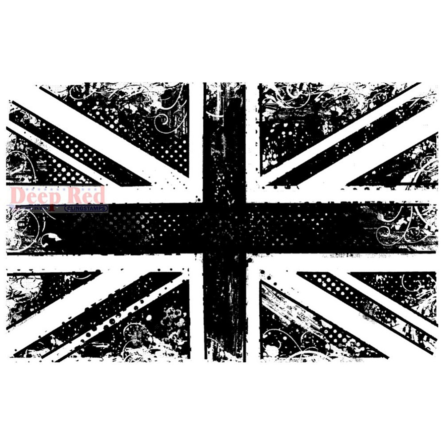 Deep Red Stamps British Flag Grunge Rubber Cling Stamp 3.25 x 2.1 inches