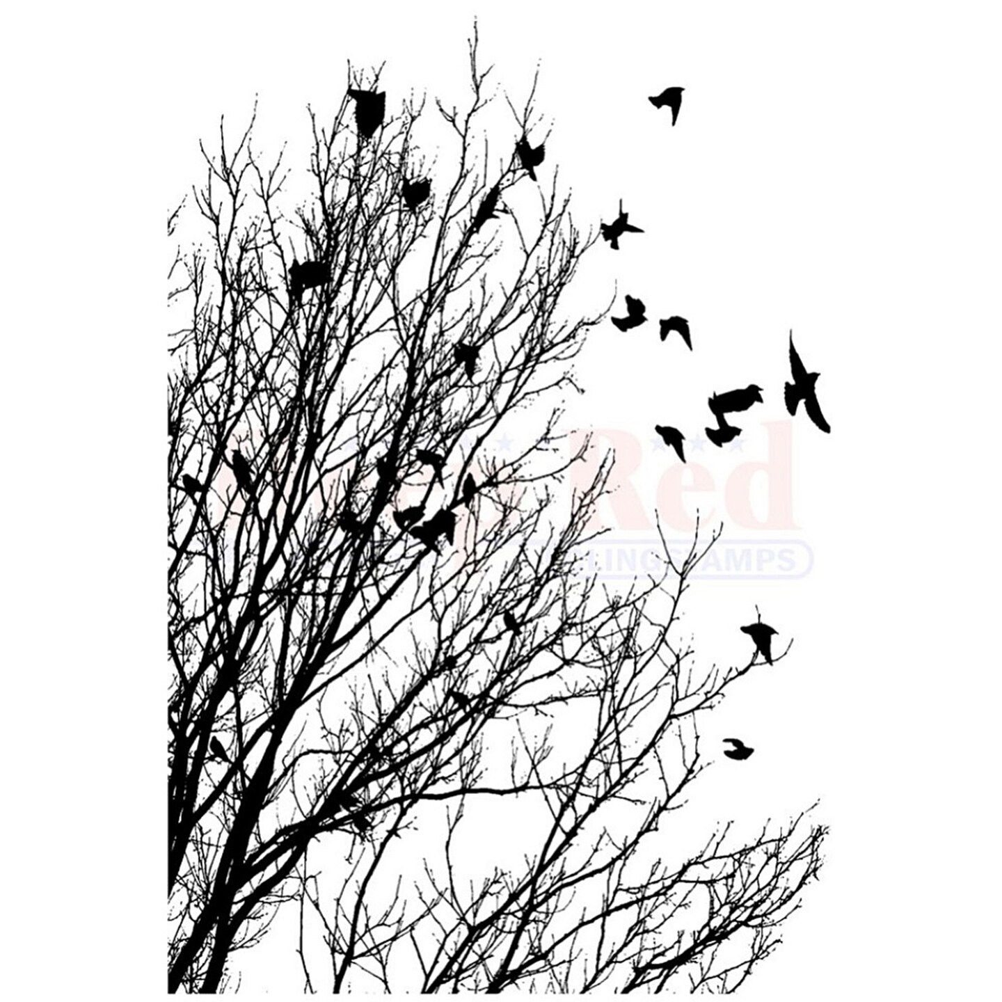Deep Red Stamps Raven Flock Rubber Cling Stamp 2.2 x 3 inches