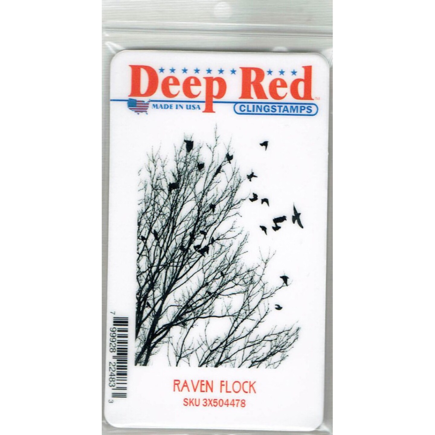 Deep Red Stamps Raven Flock Rubber Cling Stamp 2.2 x 3 inches